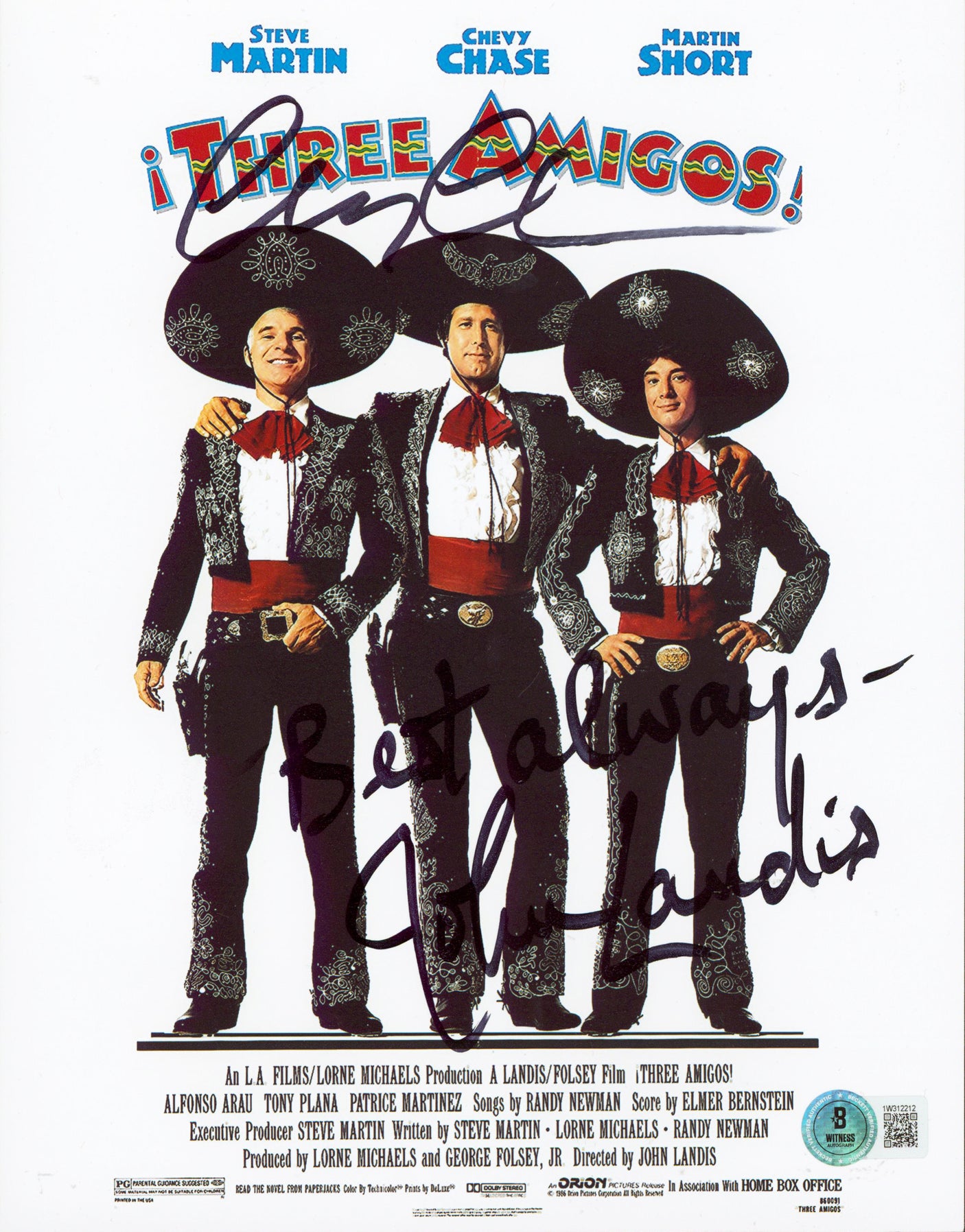 Chevy Chase & John Landis Three Amigos Authentic Signed 8x10 Photo BAS #1W312212