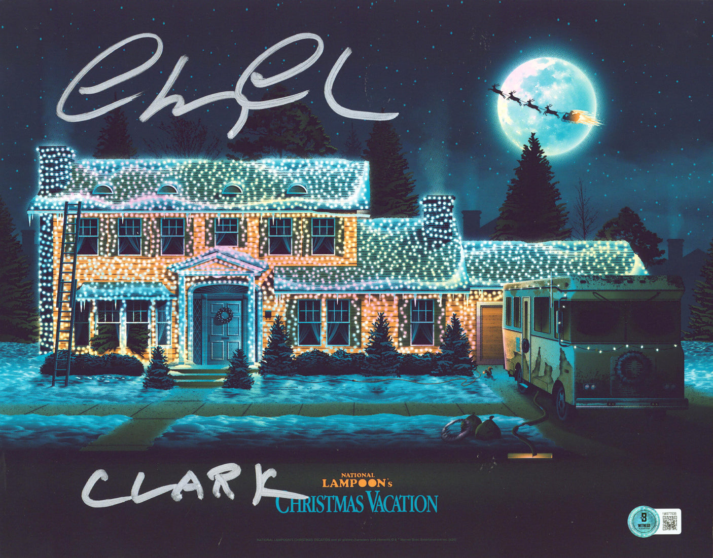 Chevy Chase Christmas Vacation "Clark" Signed 11x14 Photo BAS Wit #1W377535