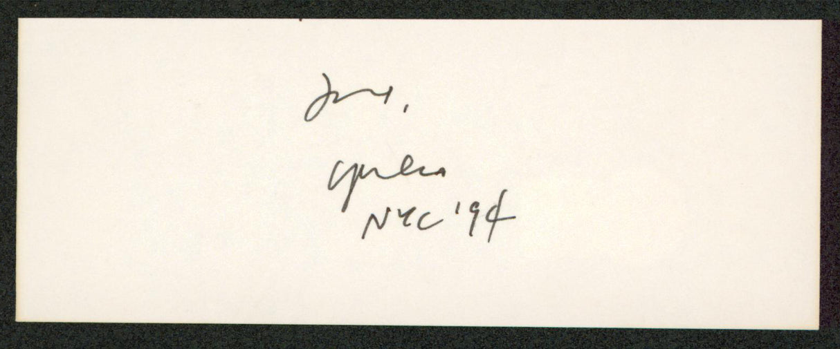 Yoko Ono Musician "NYC '94" Authentic Signed 2x5 Cut Signature BAS #AD70378