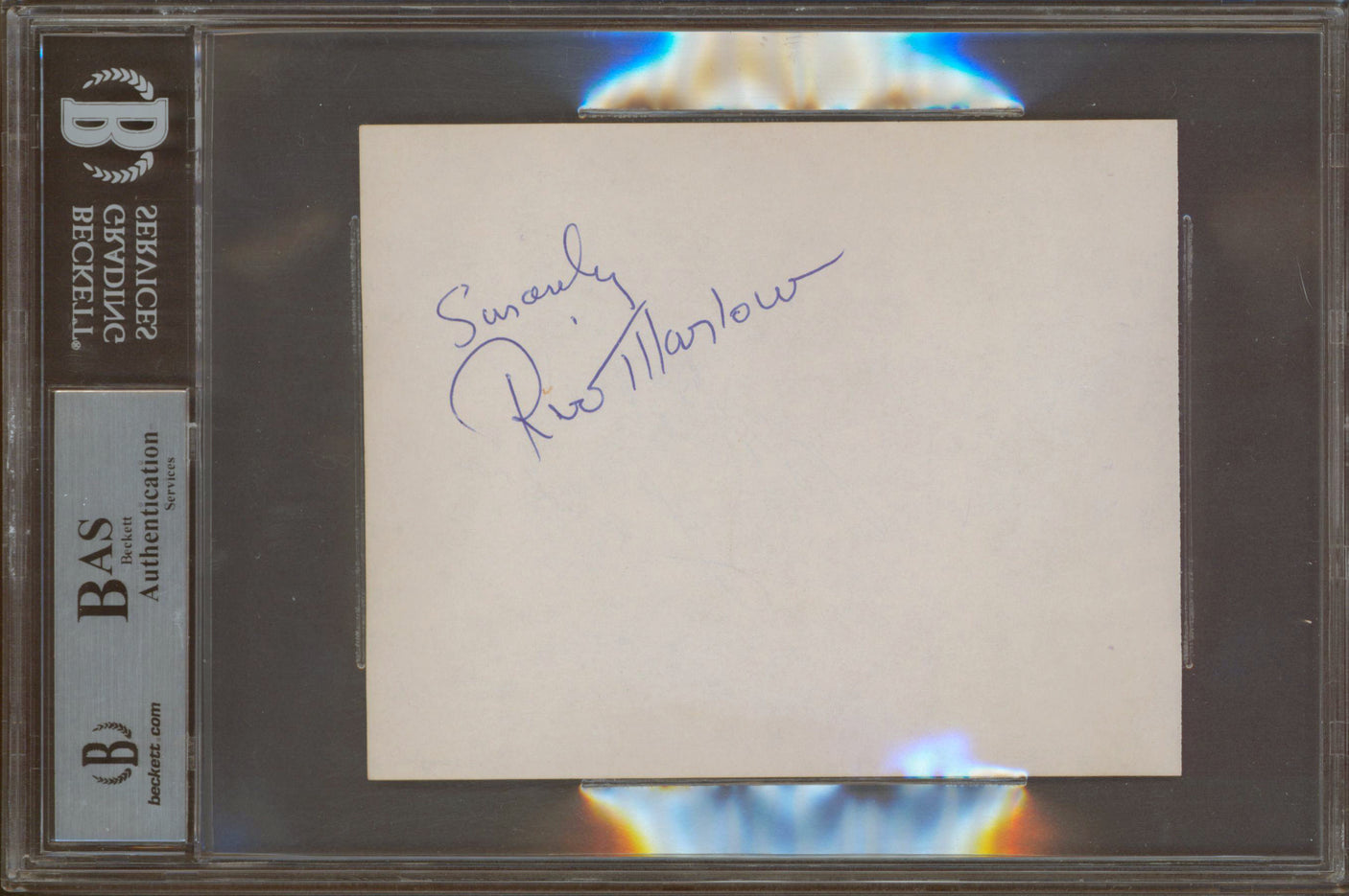 Michael Landon Little House on the Prairie Signed 4.5x5.5 Cut Sig BAS Slabbed