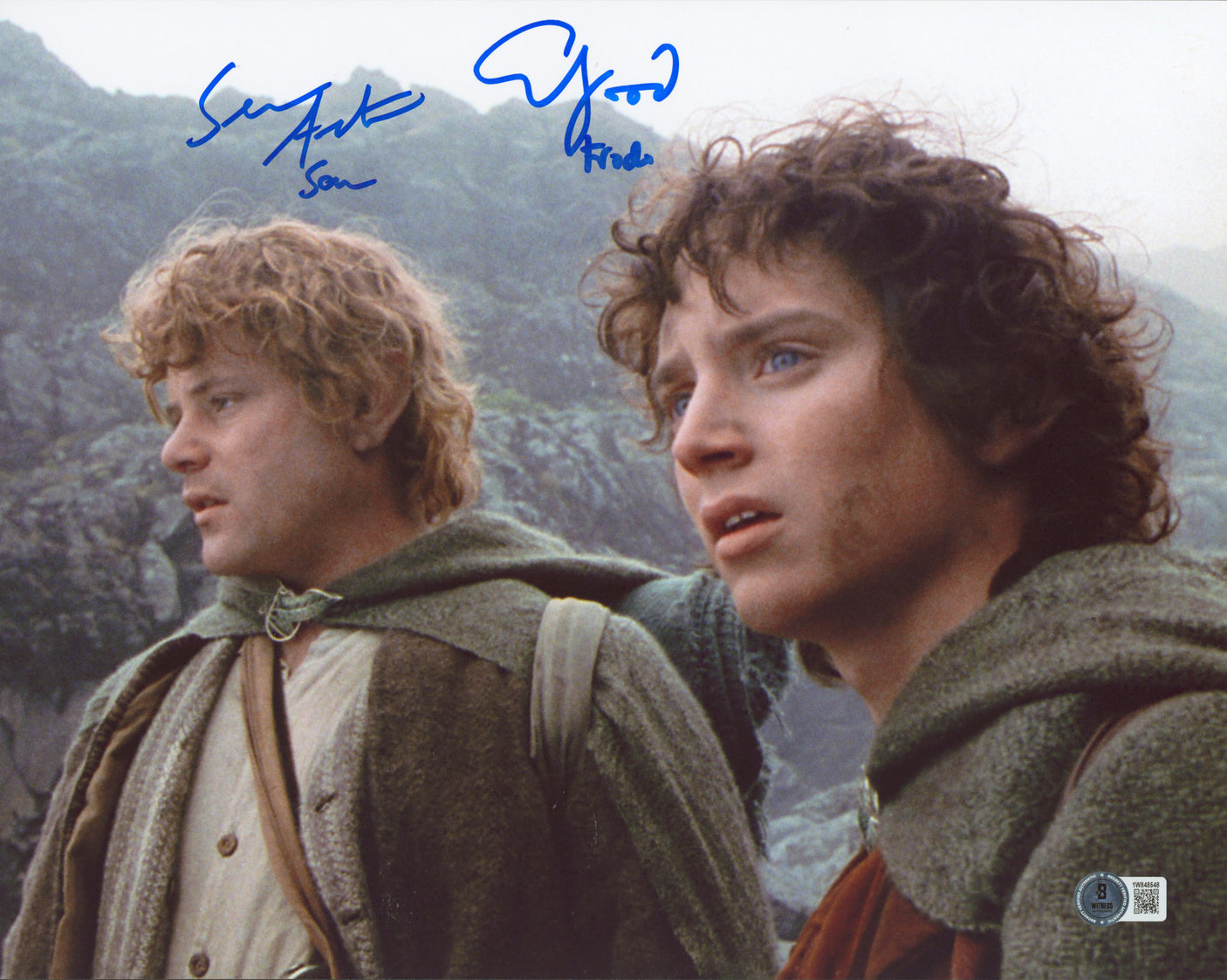 Elijah Wood & Sean Astin Lord of the Rings Signed 11x14 Ridge Photo BAS Witness