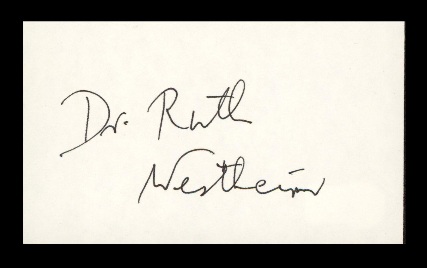 Dr. Ruth Westheimer Authentic Signed 3x5 Index Card Autographed BAS #BN89103
