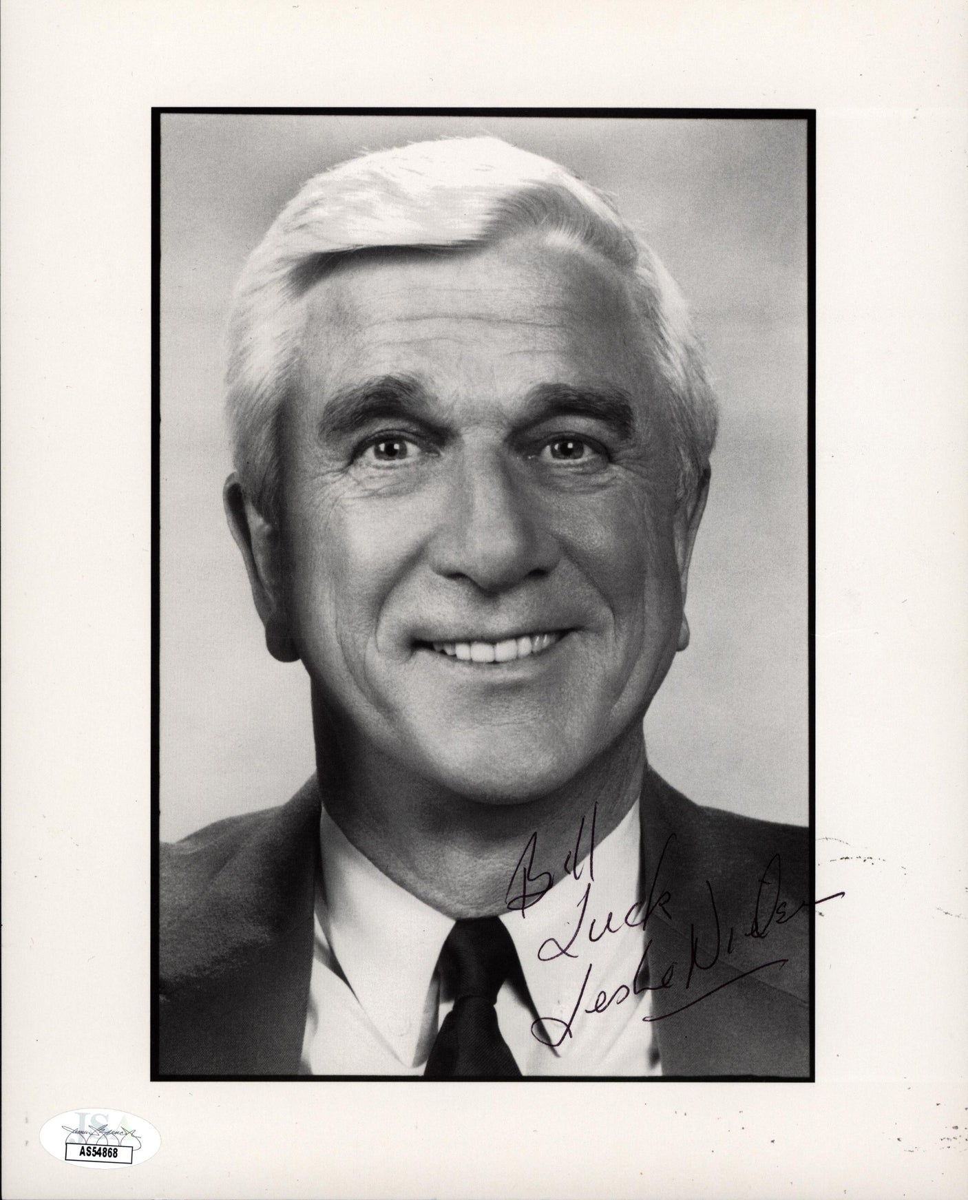 Leslie Nielson Airplane! "Luck" Authentic Signed 8x10 Photo JSA #AS54868