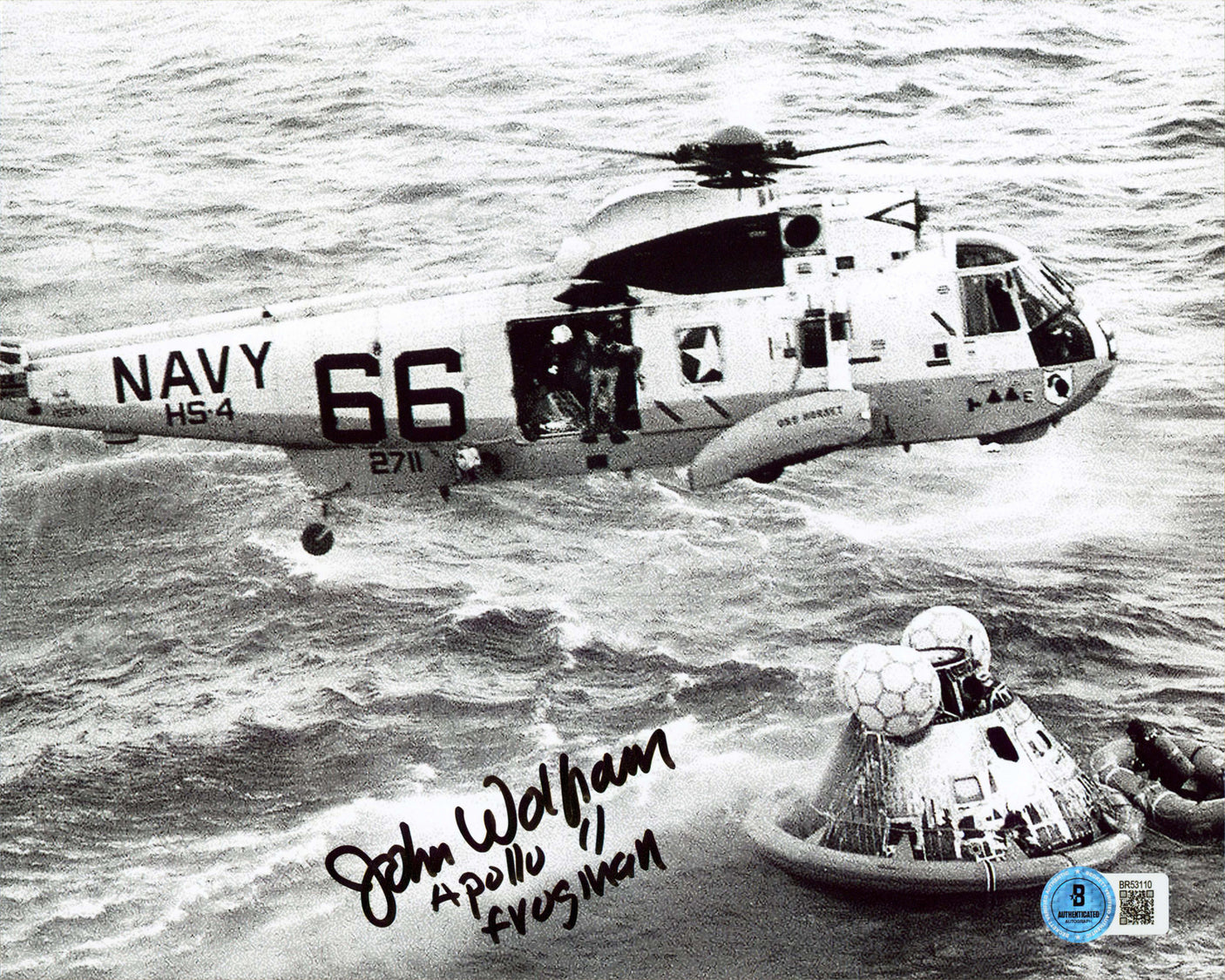 John Wolfram "Apollo 11 Frogman" Authentic Signed 8x10 Photo BAS #BR53110