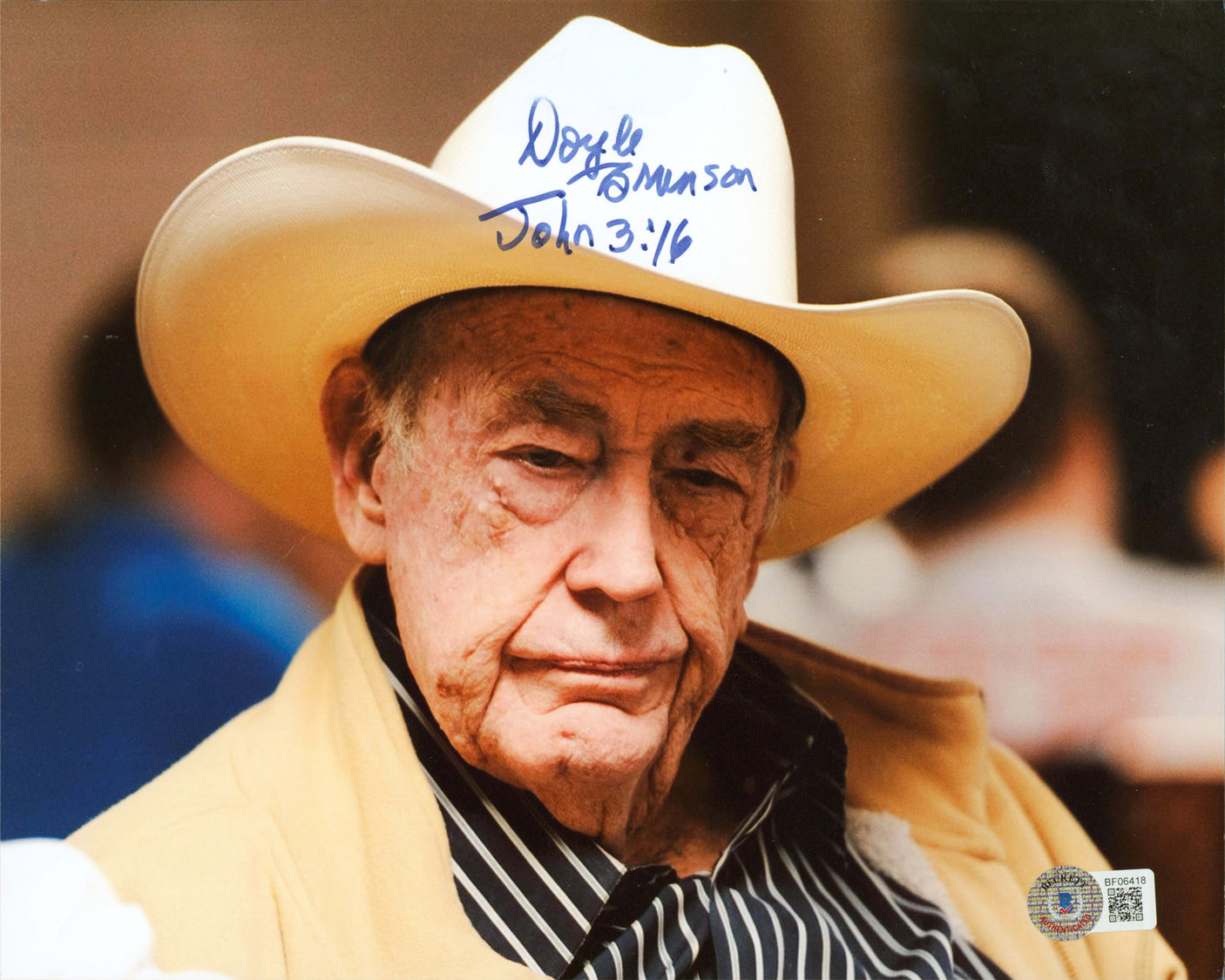 Doyle Brunson "John 3:16" Authentic Signed 8x10 Horizontal Photo BAS #BF06418
