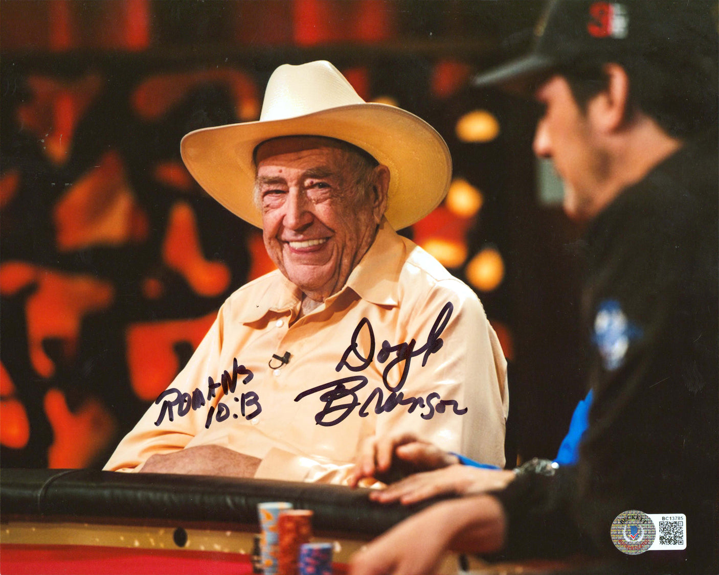 Doyle Brunson "Romans 10:13" Authentic Signed 8x10 Horizontal Photo BAS #BC13785
