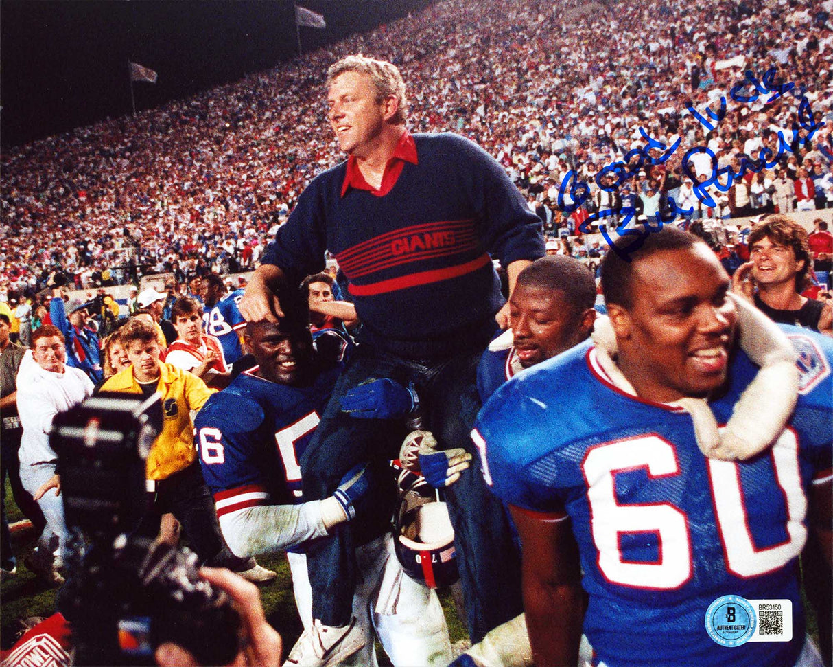 Giants Bill Parcells "Good Luck" Signed 8x10 Horizontal Photo BAS #BN53150