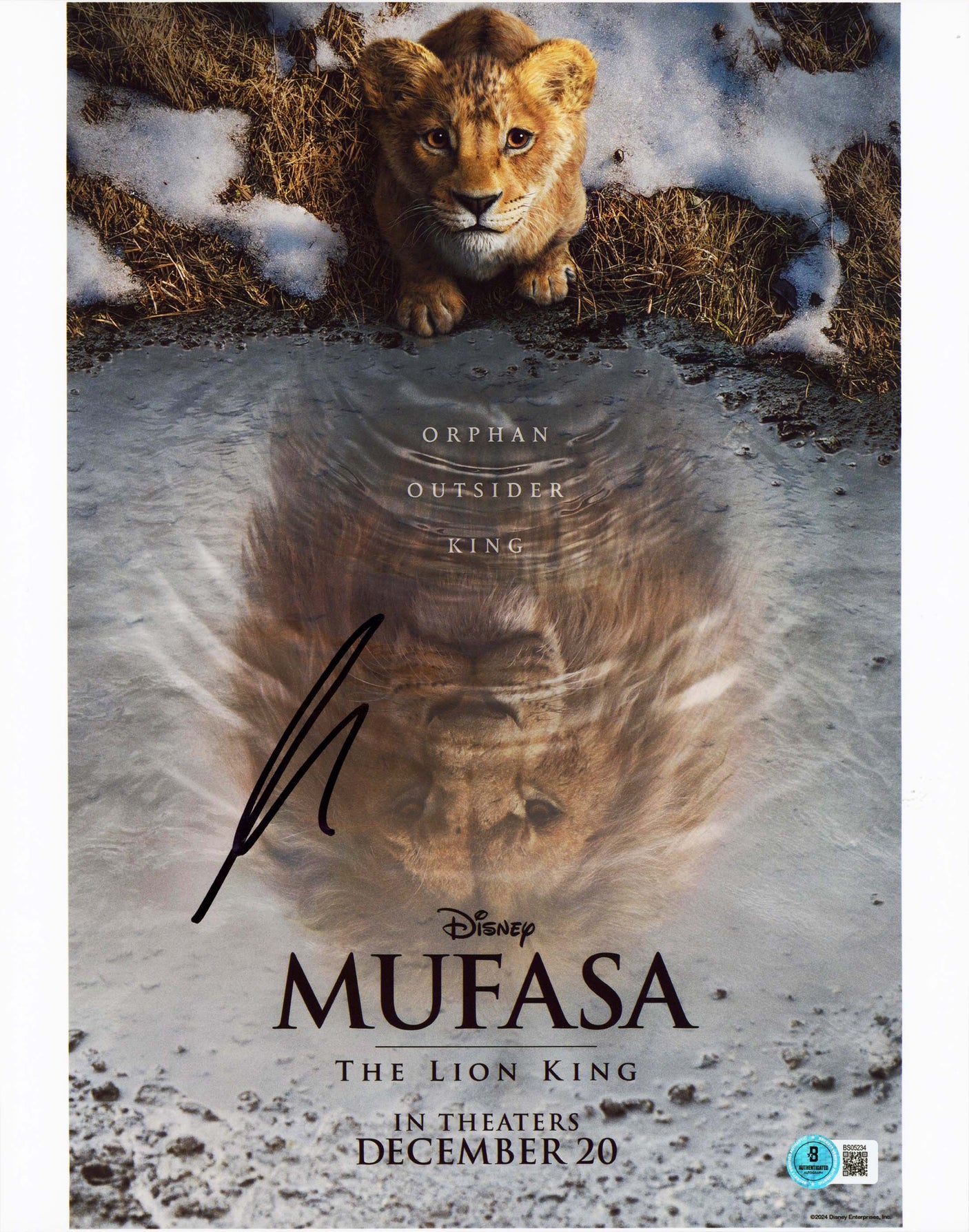 Aaron Pierre Mufasa: The Lion King Signed 11x14 Vertical Photo BAS #BS05234