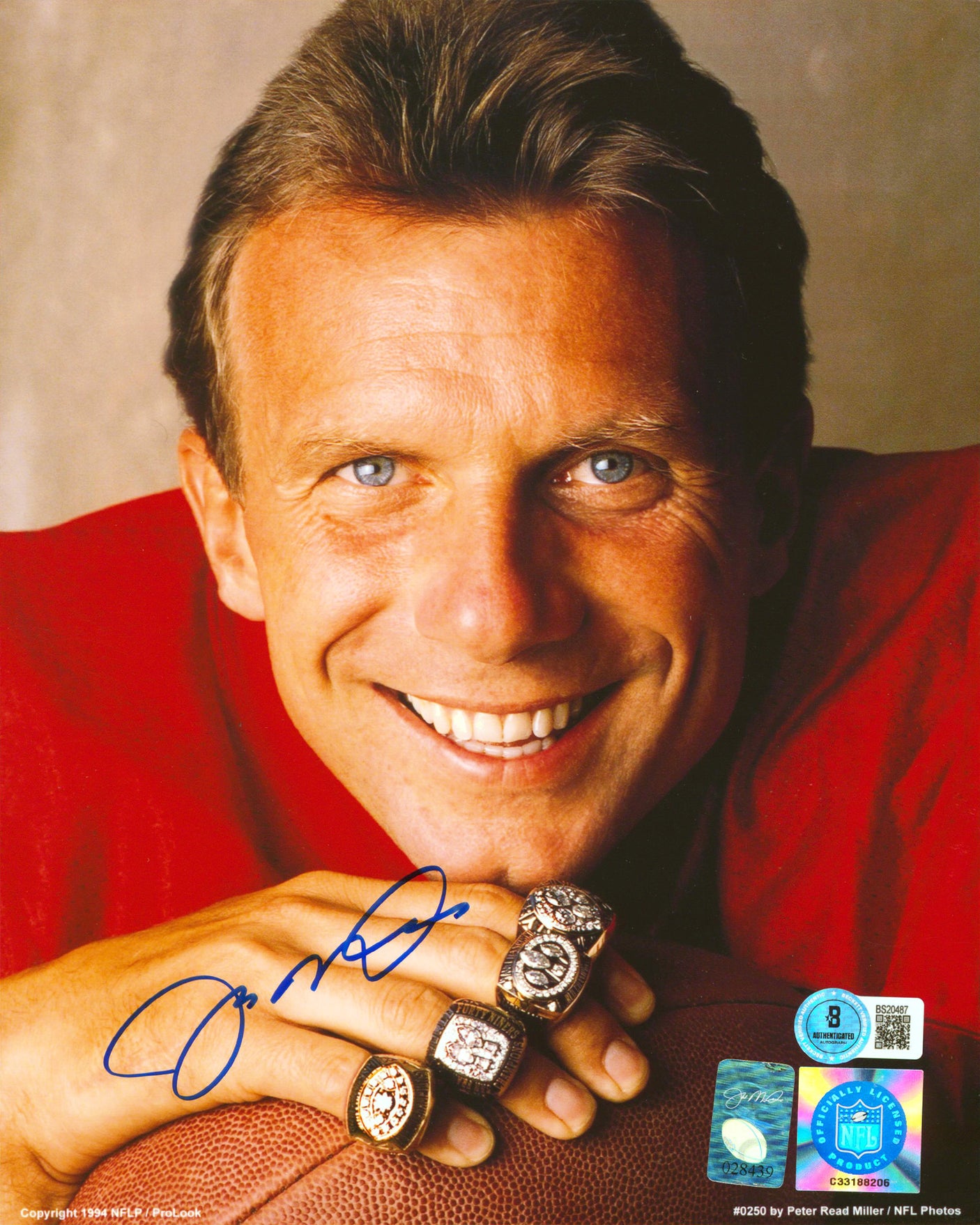 49ers Joe Montana Authentic Signed 8x10 Vertical Rings Photo Autographed BAS 2