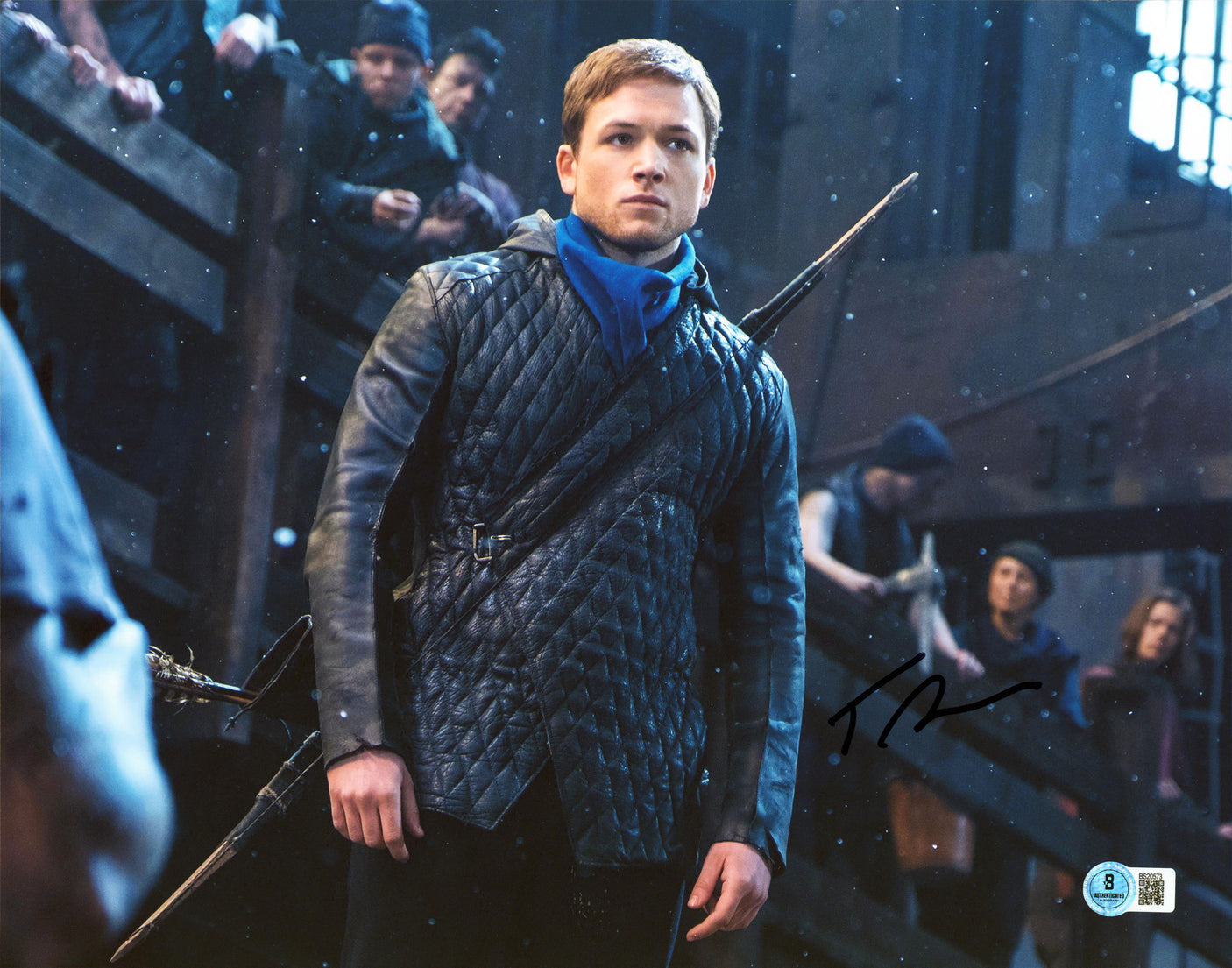 Taron Egerton Robin Hood Authentic Signed 11x14 Horizontal Photo BAS #BS20573