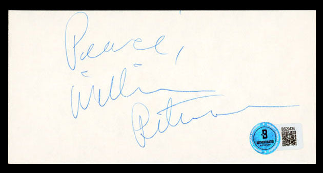 William Peterson CSI: Vegas "Peace" Signed 3x6 Cut Signature BAS #BS29434