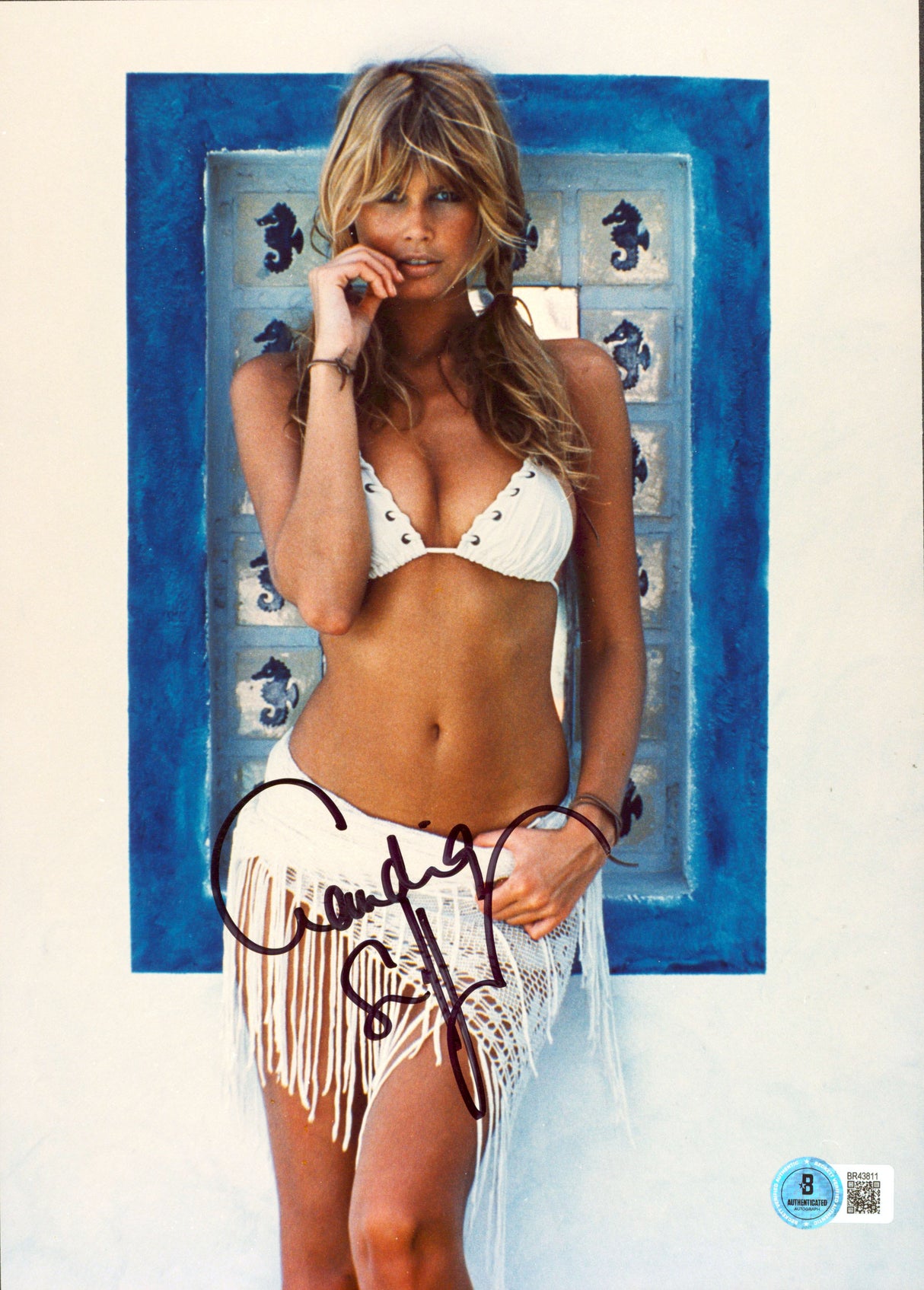 Claudia Schiffer Supermodel Authentic Signed Vertical Photo 7.75x11 BAS #BR43811