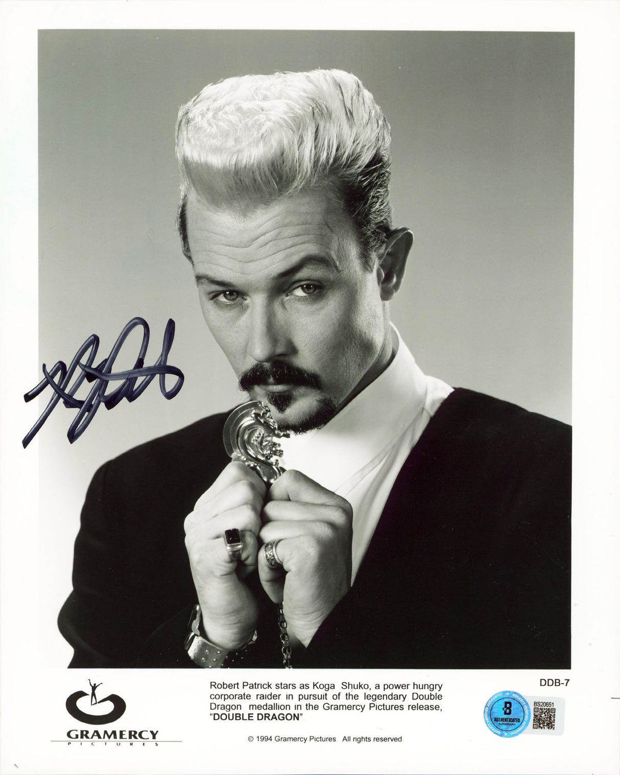 Robert Patrick Double Dragon Authentic Signed 8x10 Vertical Photo BAS #BS20651