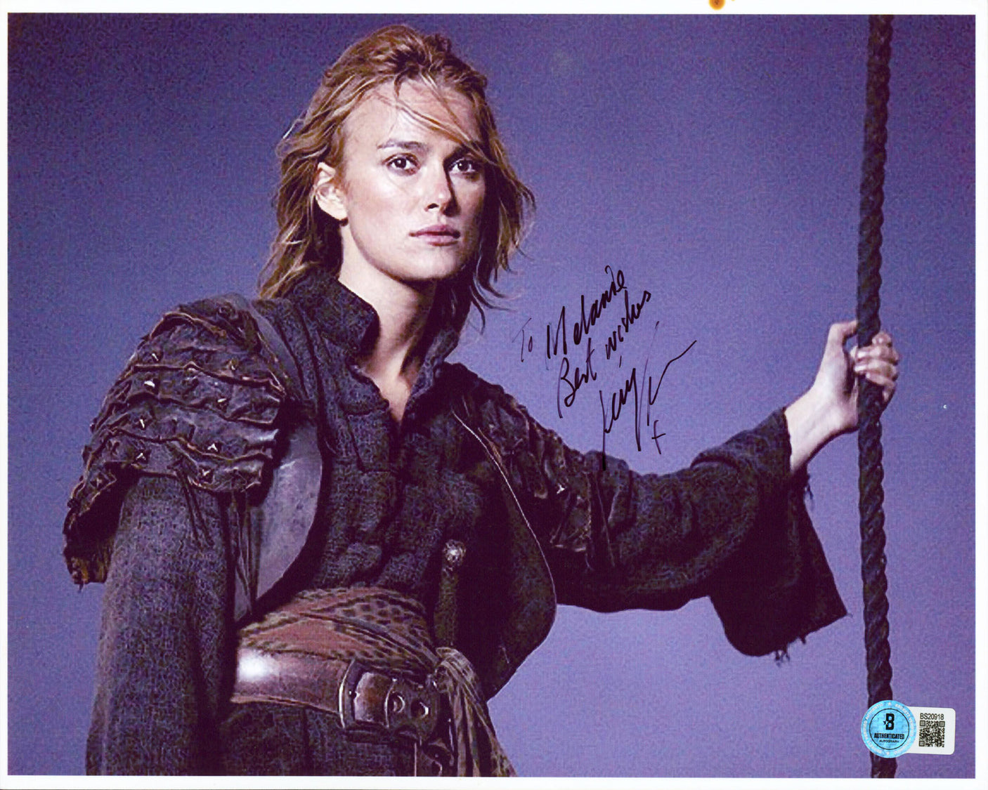 Kiera Knightley Pirates Caribbean "Best Wishes" Signed 8.5x11 Photo BAS #BS20918