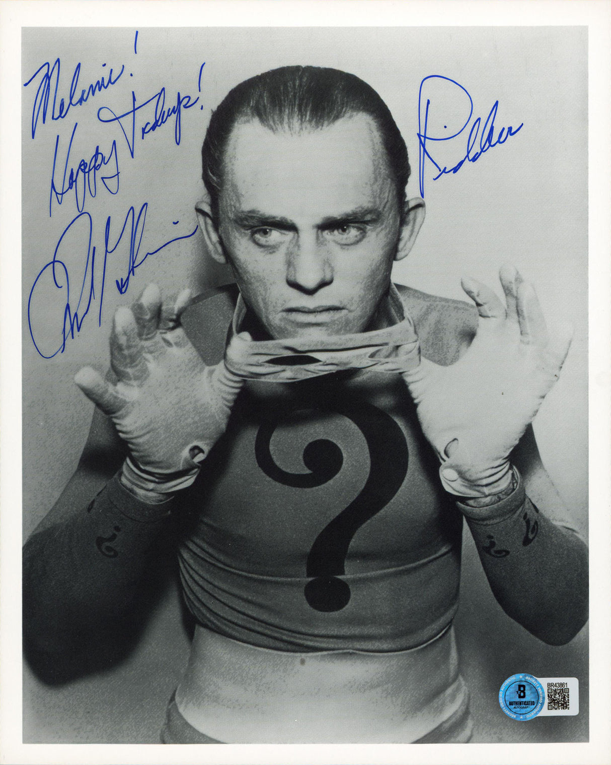 Frank Gorshin Batman "Melanie! Happy Holidays! Riddler" Signed 8x10 Photo BAS