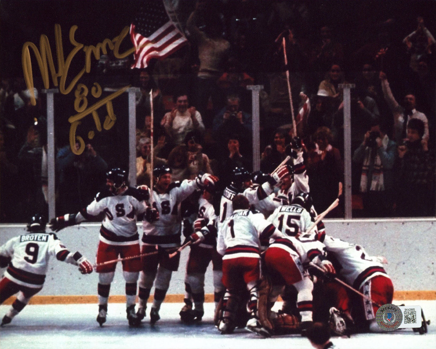 Mike Eruzione "80 Gold" Authentic Signed 8x10 Horizontal Photo USA Hockey BAS 11
