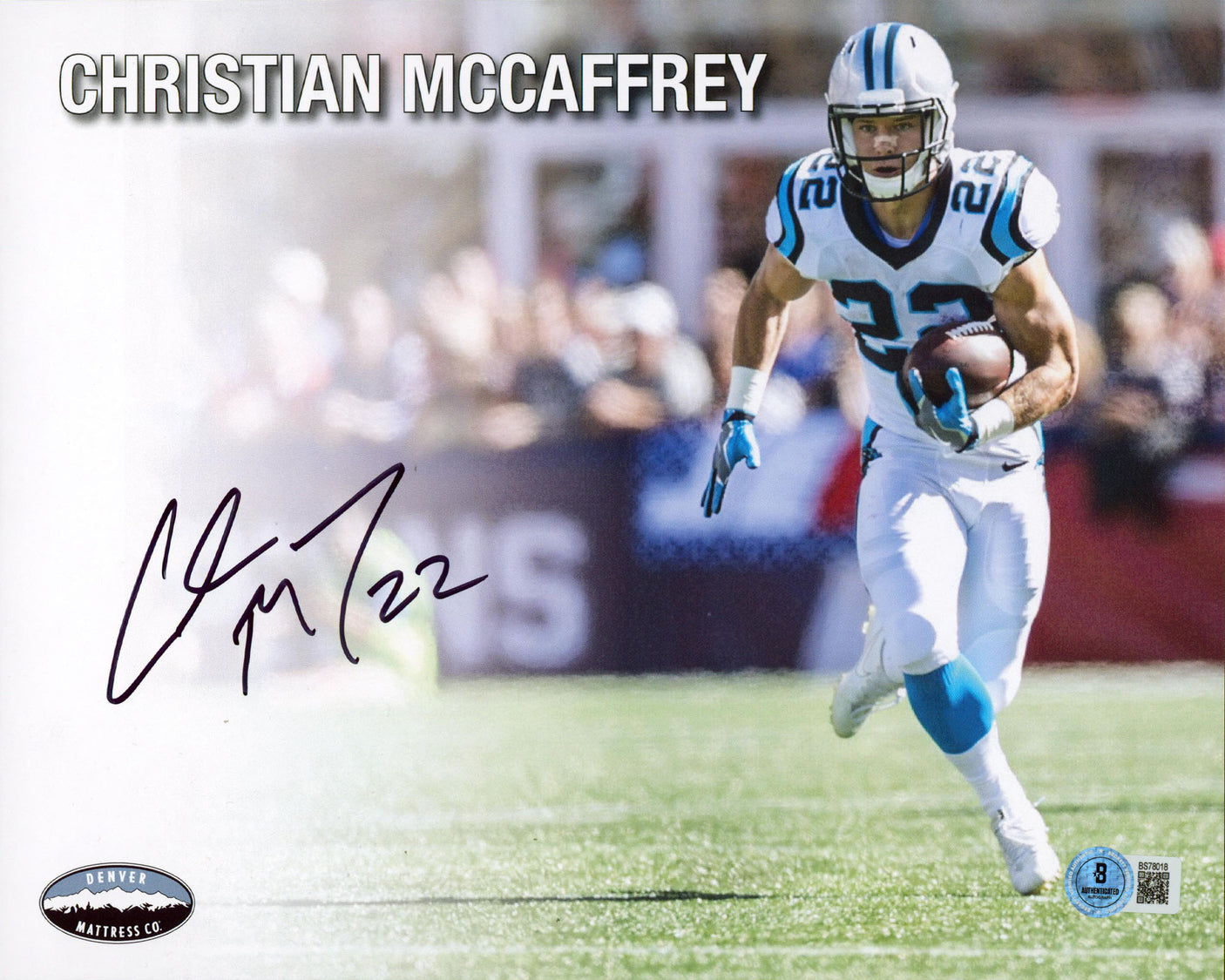Panthers Christian McCaffrey Authentic Signed 8.5x11 Horizontal Photo BASBS78018