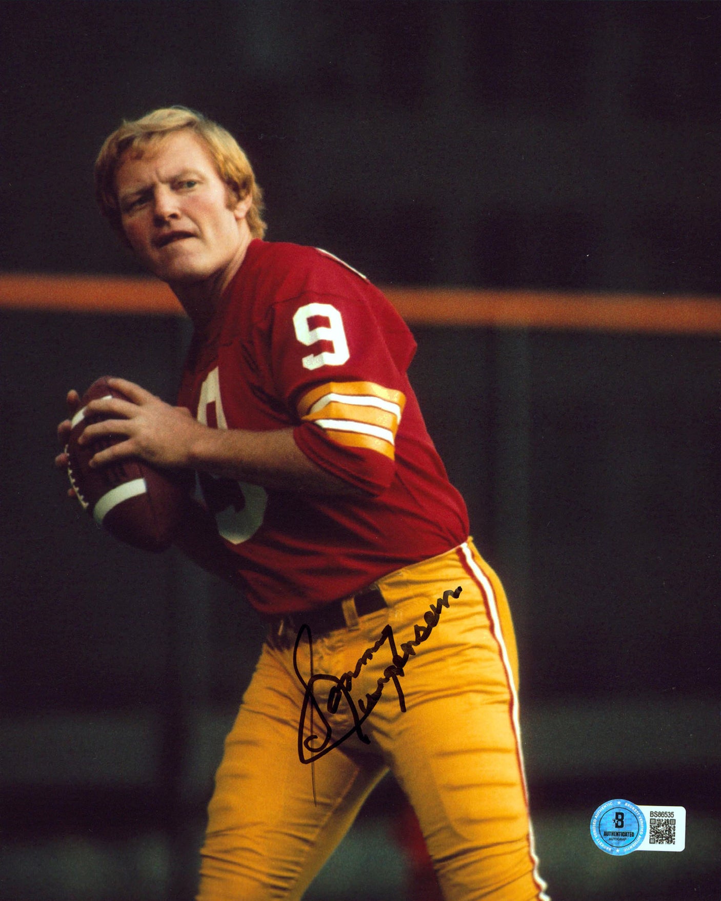 Commanders Sonny Jurgensen Authentic Signed 8x10 Vertical Photo BAS 7