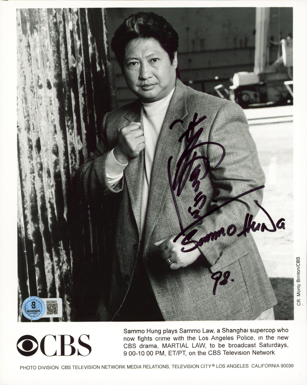 Sammo Hung Martial Law Authentic Signed 8x10 Vertical Photo BAS #BS20843