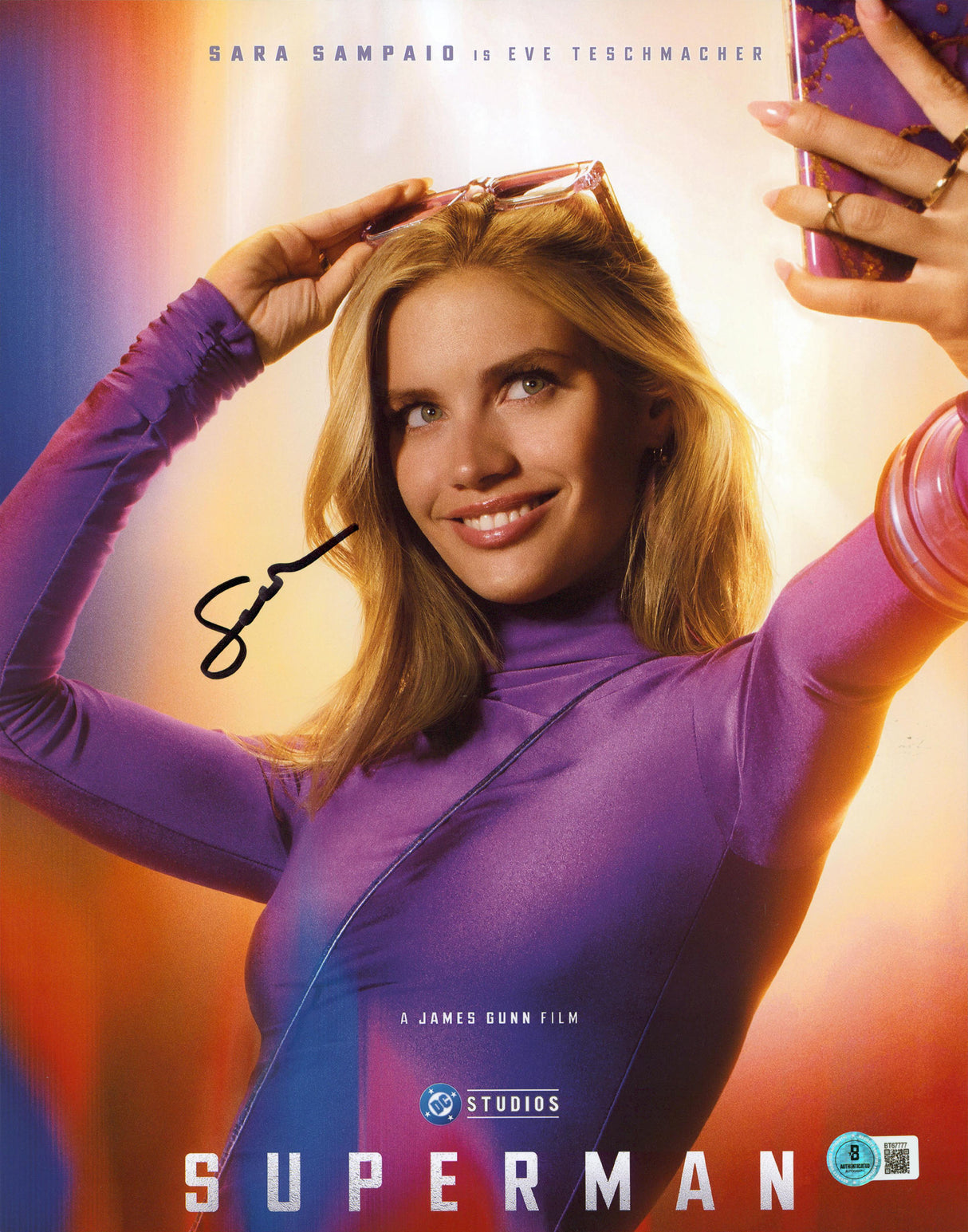 Sara Sampaio Superman Authentic Signed 11x14 Vertical Photo BAS #BT67777