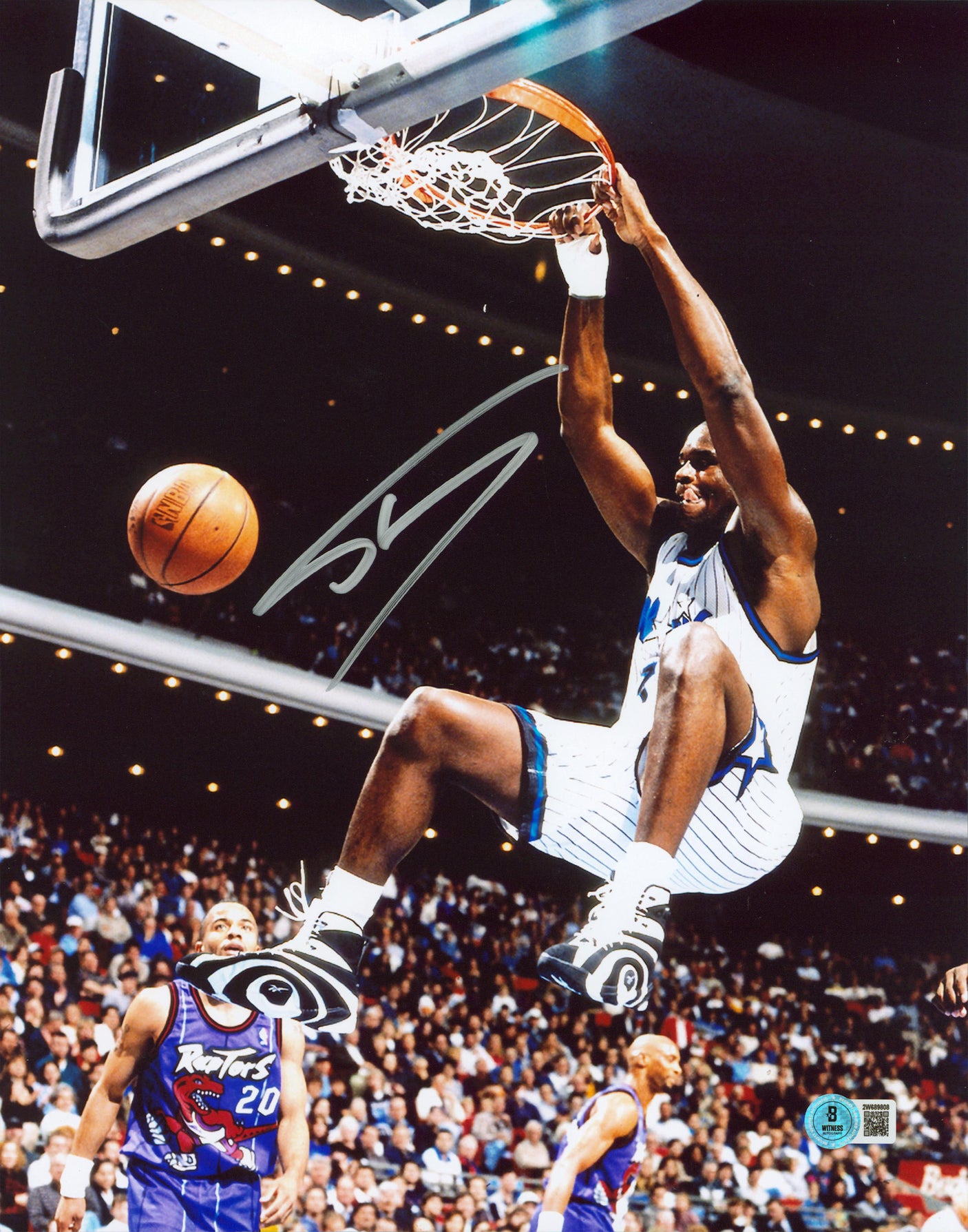 Magic Shaquille O'Neal Authentic Signed 11x14 Vertical Dunk Photo BAS Witnessed