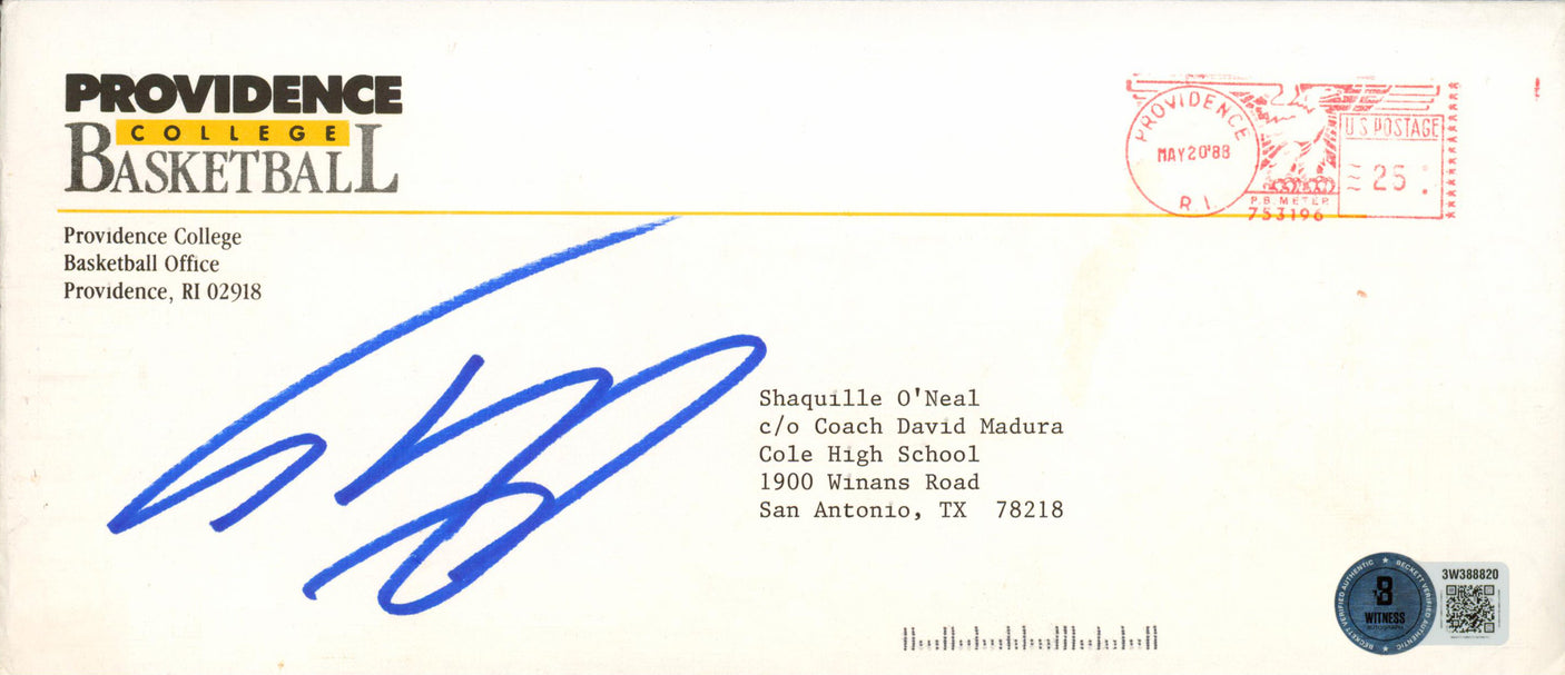 Herb Sendek & Shaquille O'Neal Signed 1988 Providence Recruitment Letter BAS