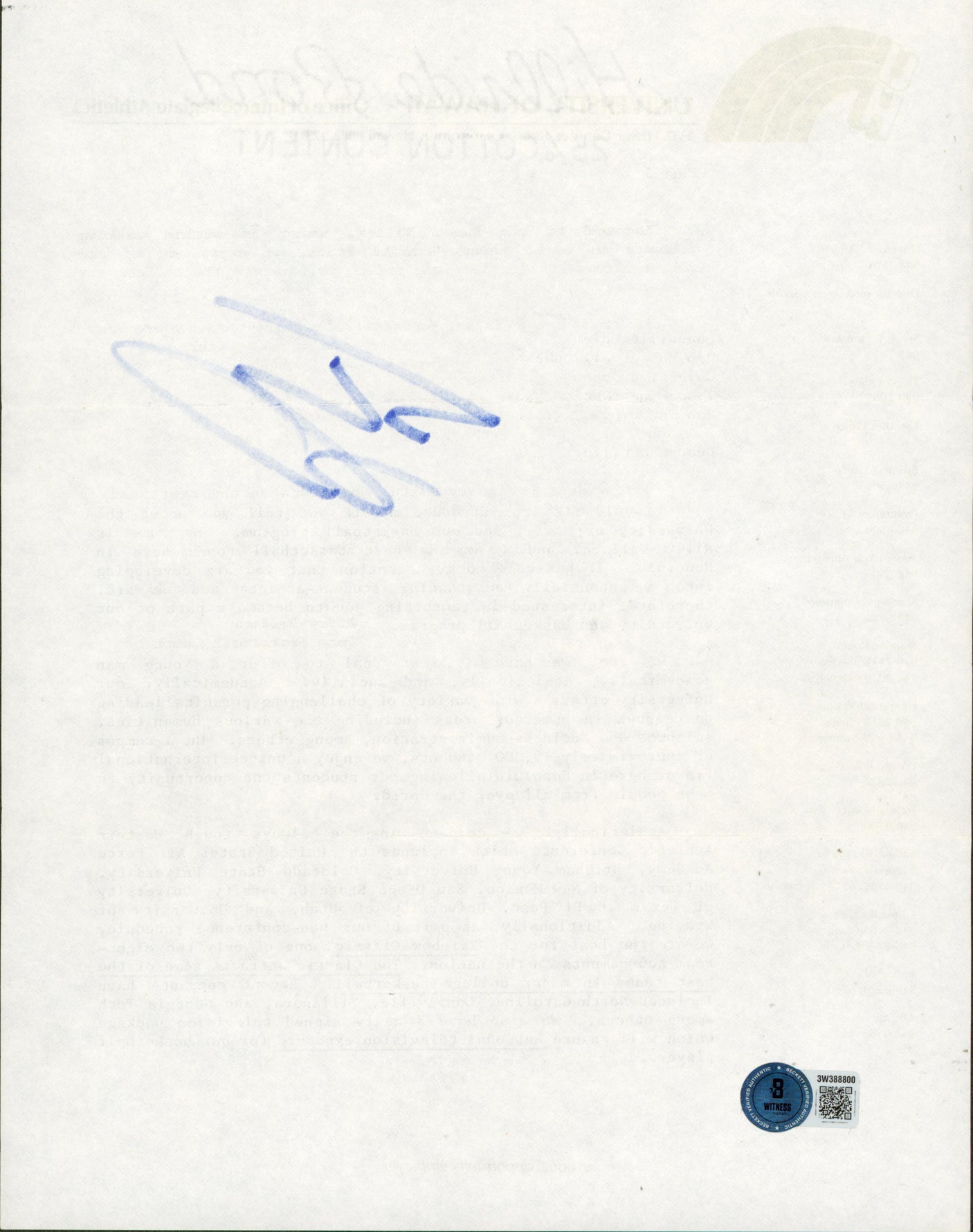 Shaquille O'Neal Signed 1988 University of Hawaii Recruitment Letter BAS