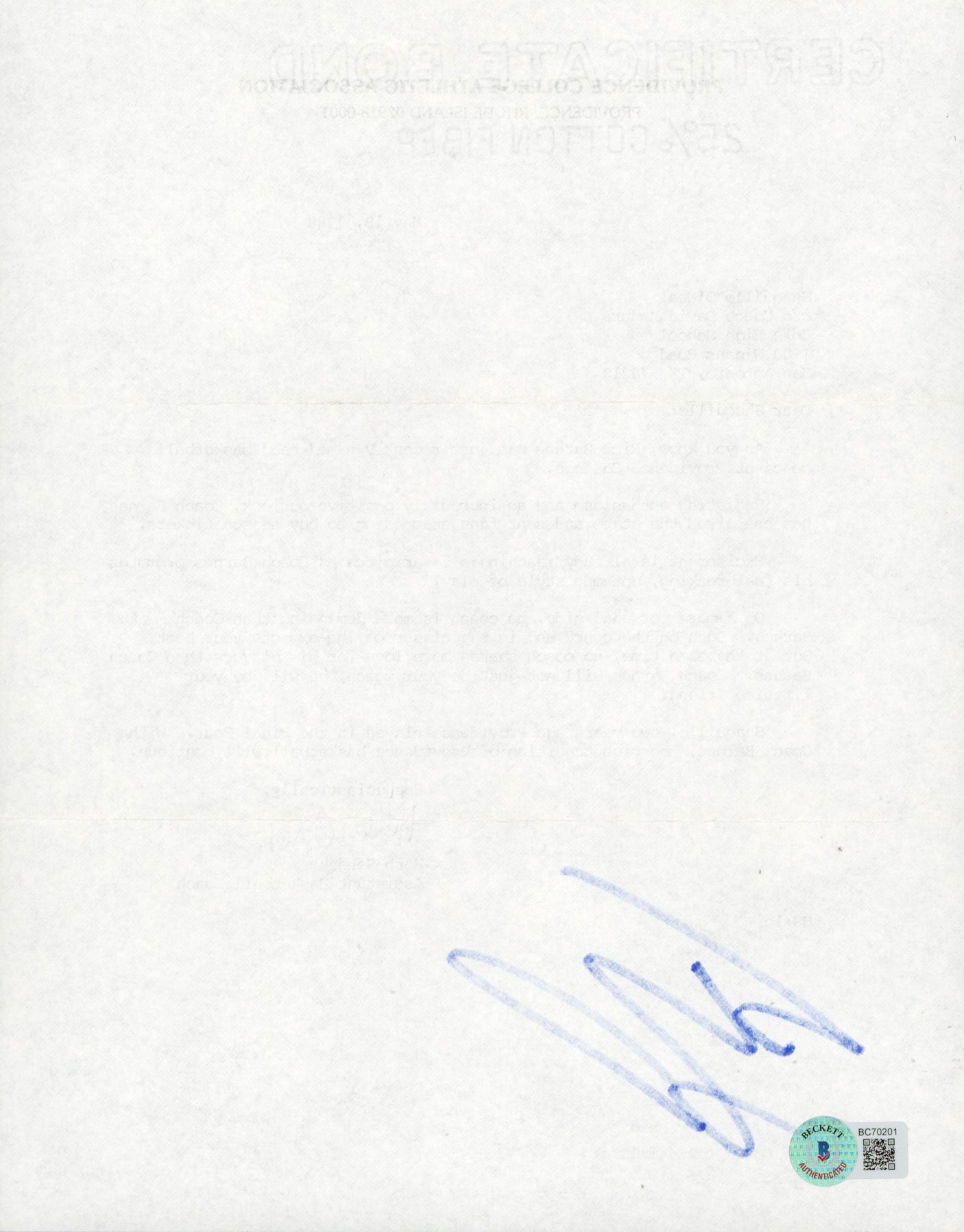 Herb Sendek & Shaquille O'Neal Signed 1988 Providence Recruitment Letter BAS