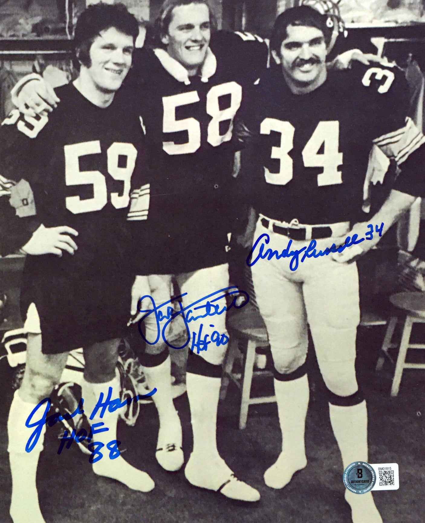 Steelers Andy Russell, Jack Lambert & Jack Ham Signed 8x10 Photo BAS #BM01815