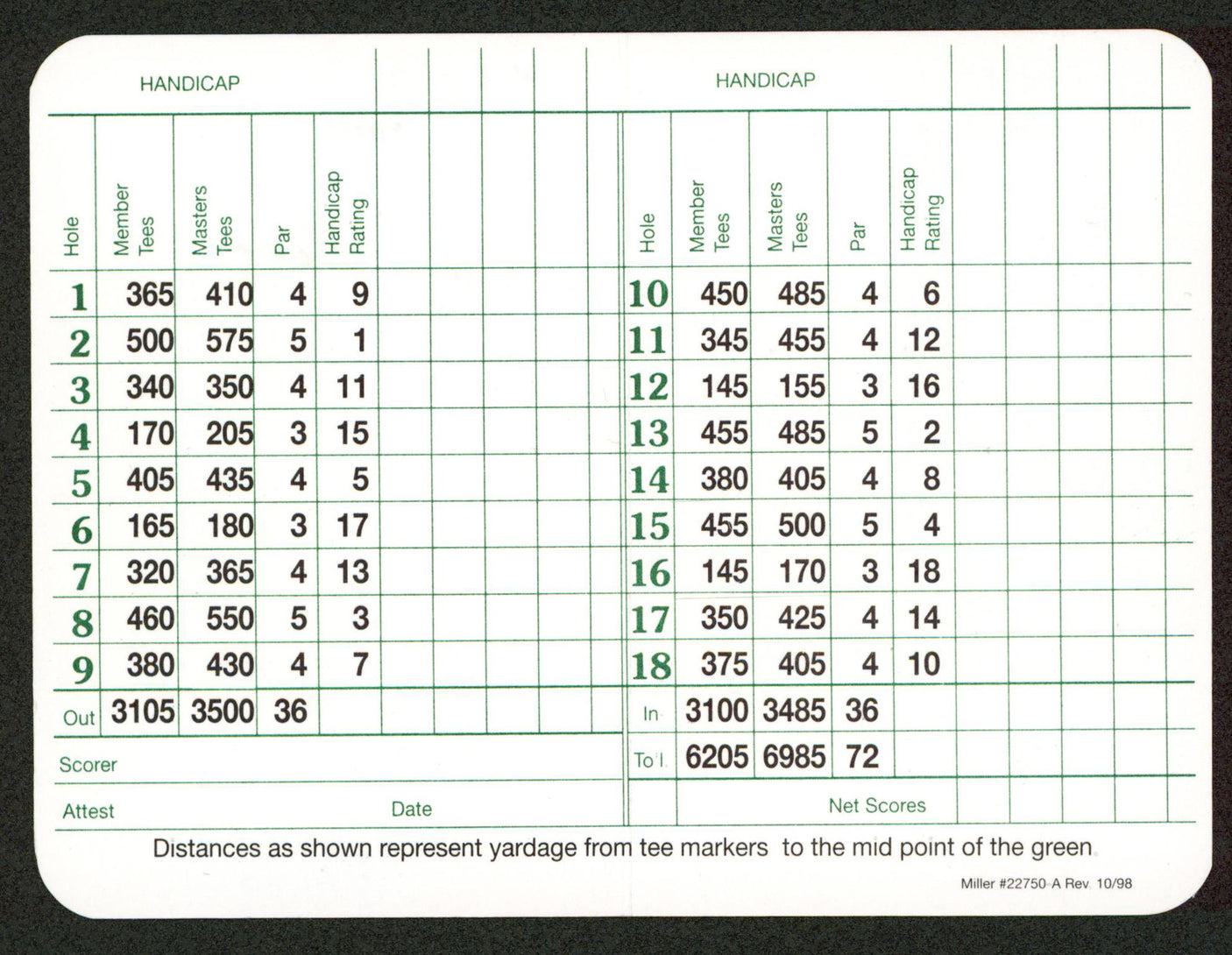 Charles Coody Signed 3.25x4.75 Masters Augusta National Scorecard BAS #BT03550