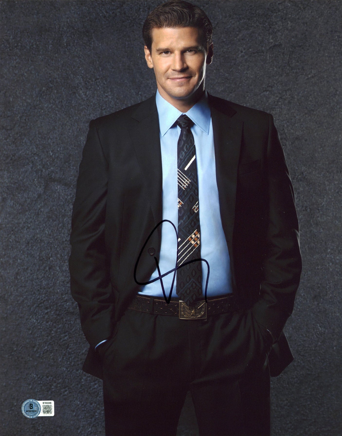 David Boreanaz Bones Authentic Signed 11x14 Vertical Photo BAS #BT03346