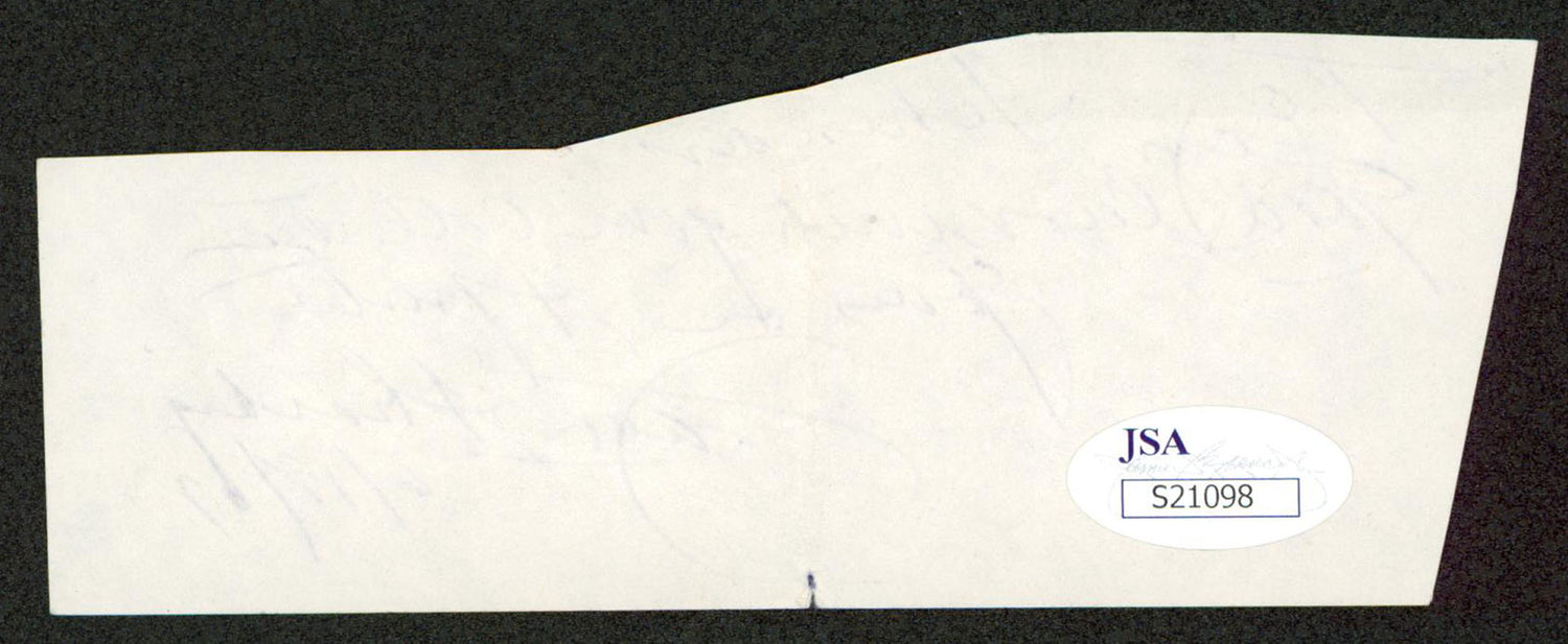 Jack Sharkey "Good Luck With... 6/18/67" Signed 2x5 Cut Signature JSA #S21098