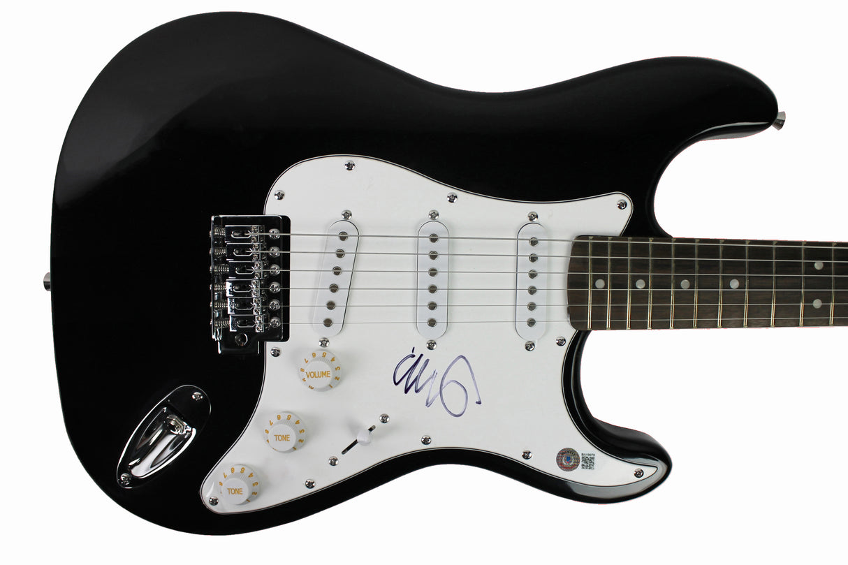 Chris Martin Coldplay Authentic Signed Black Electric Guitar BAS #BA19078