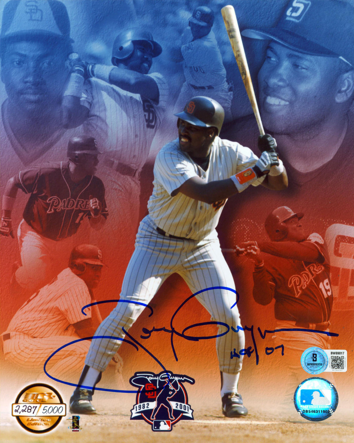 Padres Tony Gwynn "HOF 07" Authentic Signed 8x10 Photo 2,287/ 5,000 BAS #BW89017