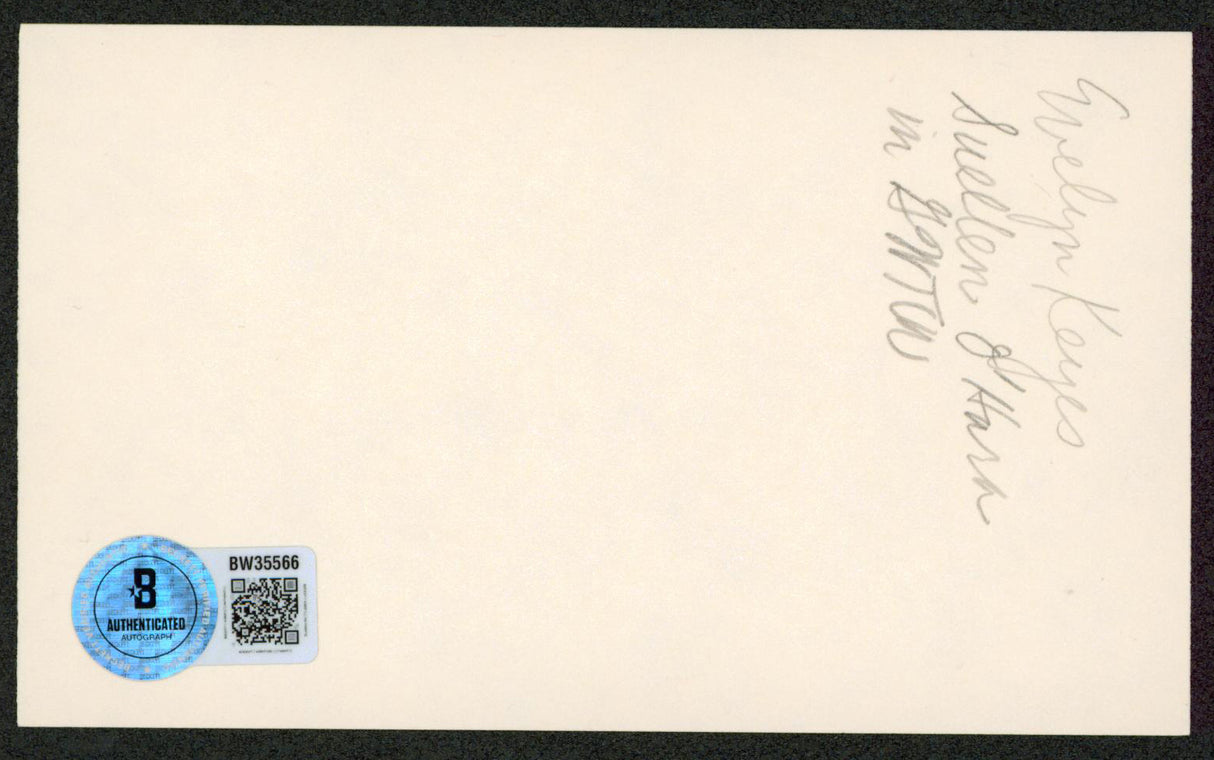 Evelyn Keyes A Thousand and One Nights Signed 3x5 Index Card BAS #BW35566