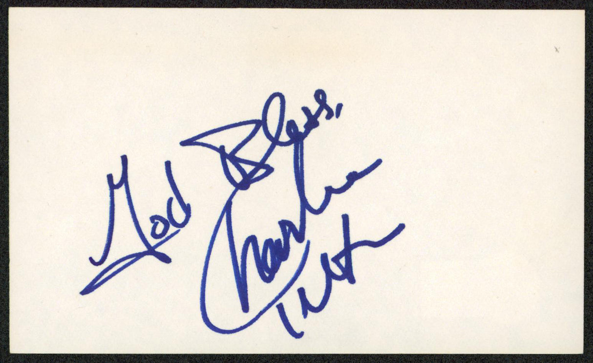 Charlene Tilton Dallas "God Bless" Authentic Signed 3x5 Index Card BAS #BW71060