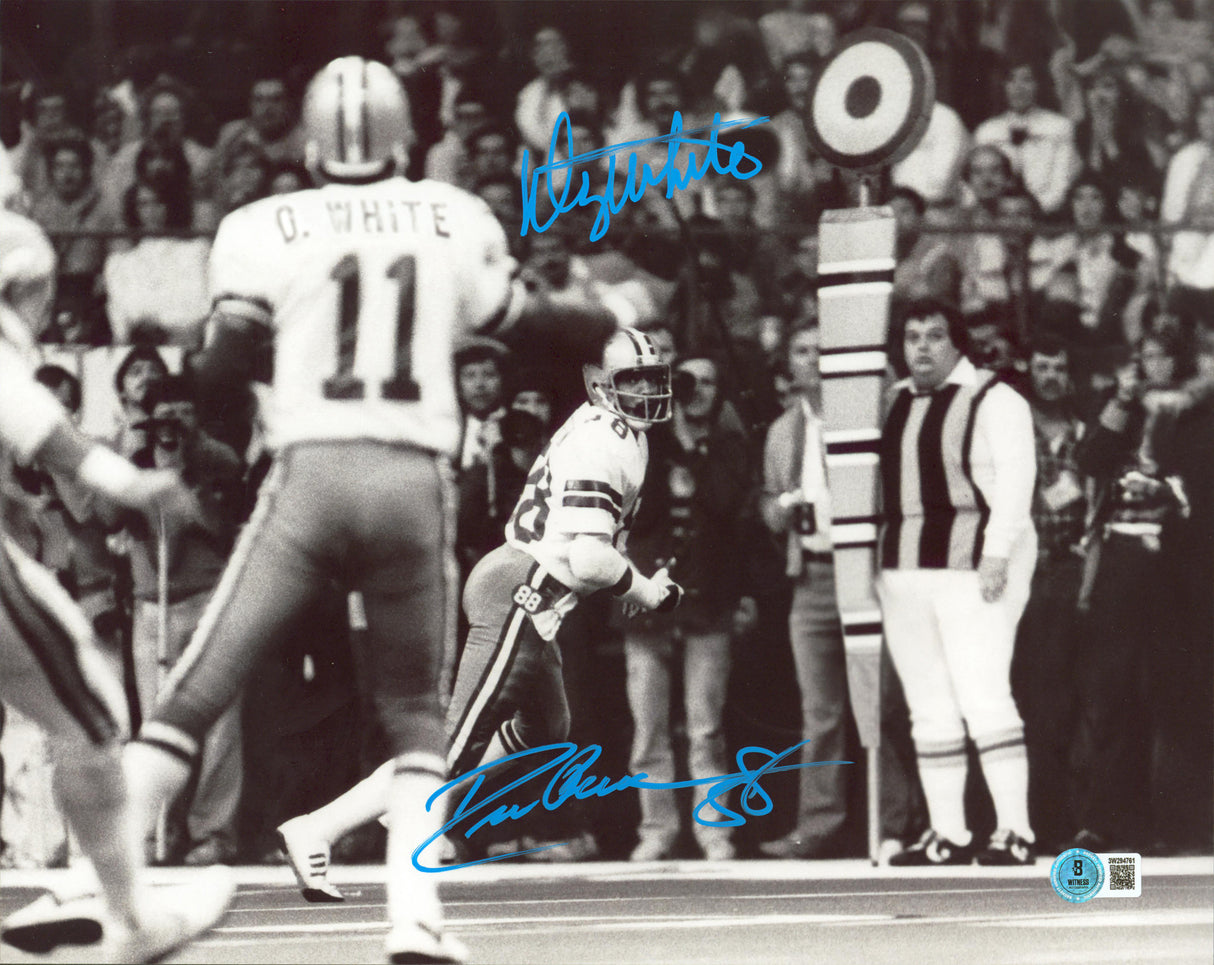 Cowboys Drew Pearson & Danny White Authentic Signed 11x14 Horizontal Photo BAS