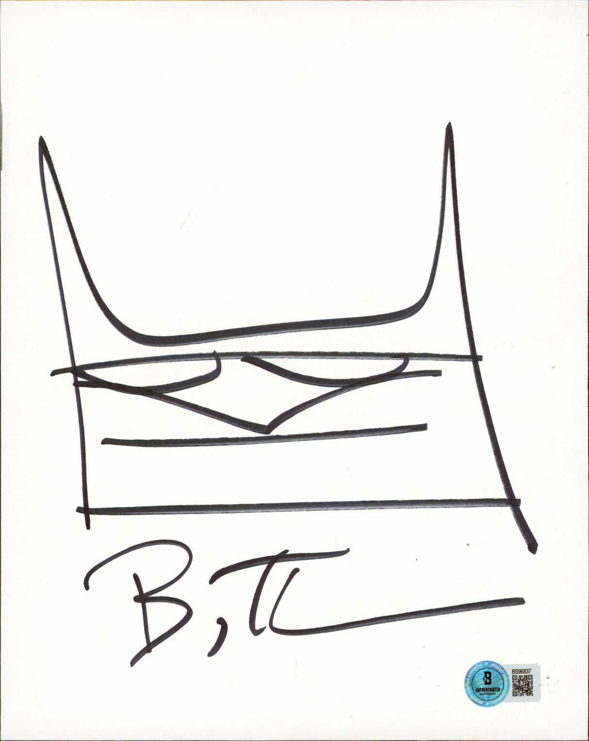Bruce Timm Batman Authentic Signed 8x10 Sketch Autographed BAS #BS96837