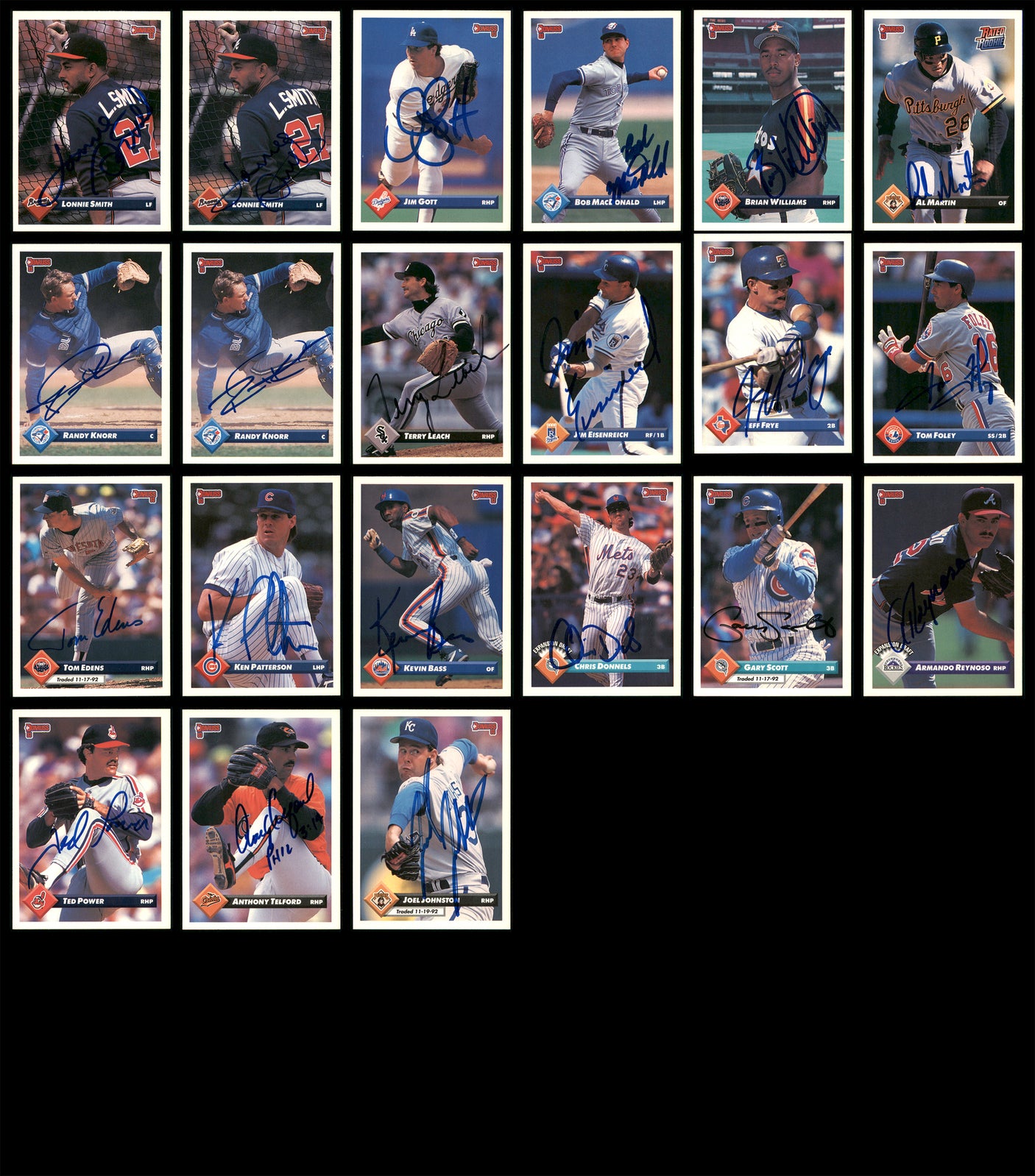 1993 Donruss Baseball Autographed Cards Lot Of 141 SKU #185534