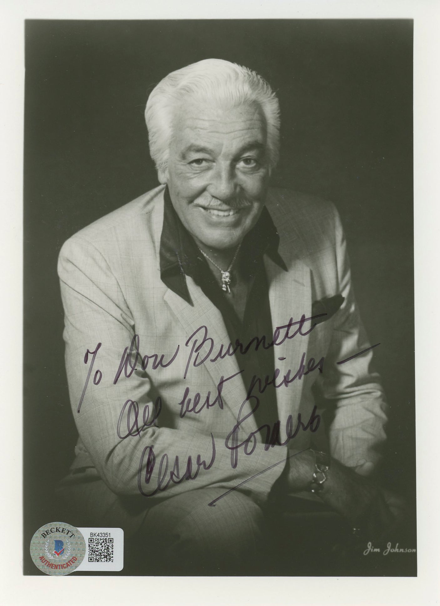 Cesar Romero Batman "Don Burnett All Best Wishes" Signed 5x7 Photo BAS #BK43351