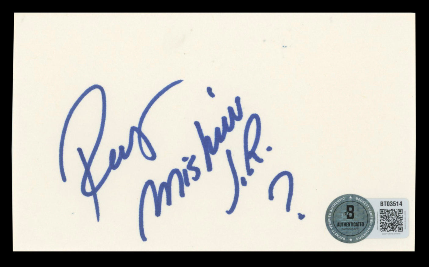 WWE Rey Mysterio Jr. "?" Authentic Signed 3x5 Index Card BAS #BT03514