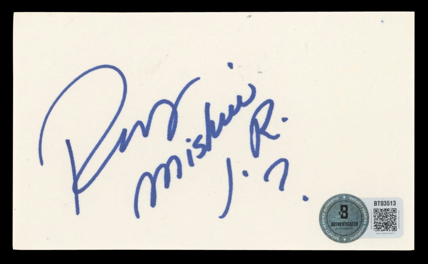 WWE Rey Mysterio Jr. "?" Authentic Signed 3x5 Index Card BAS #BT03513