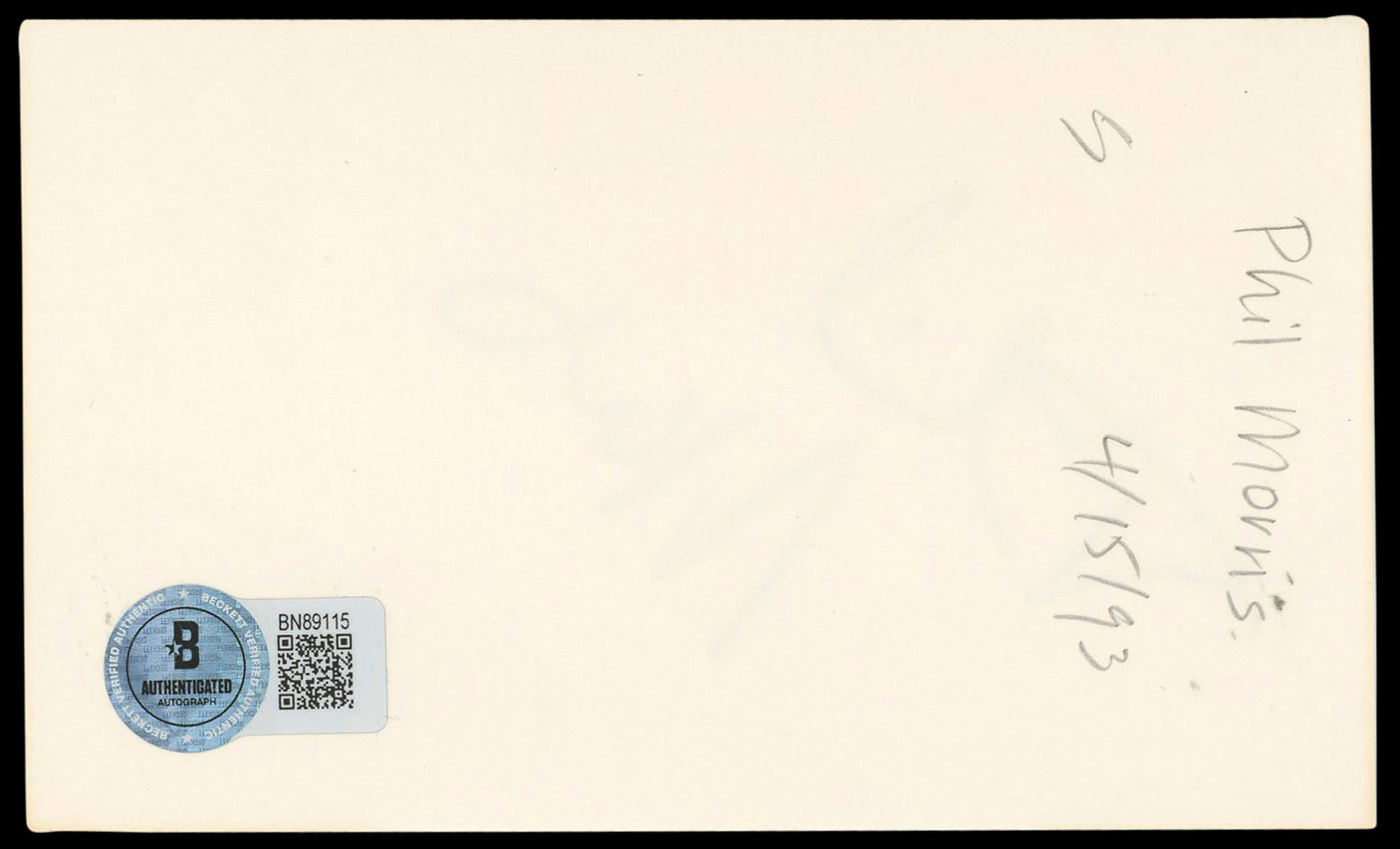 Phil Morris Meet the Spartans Authentic Signed 3x5 Index Card BAS #BN89115