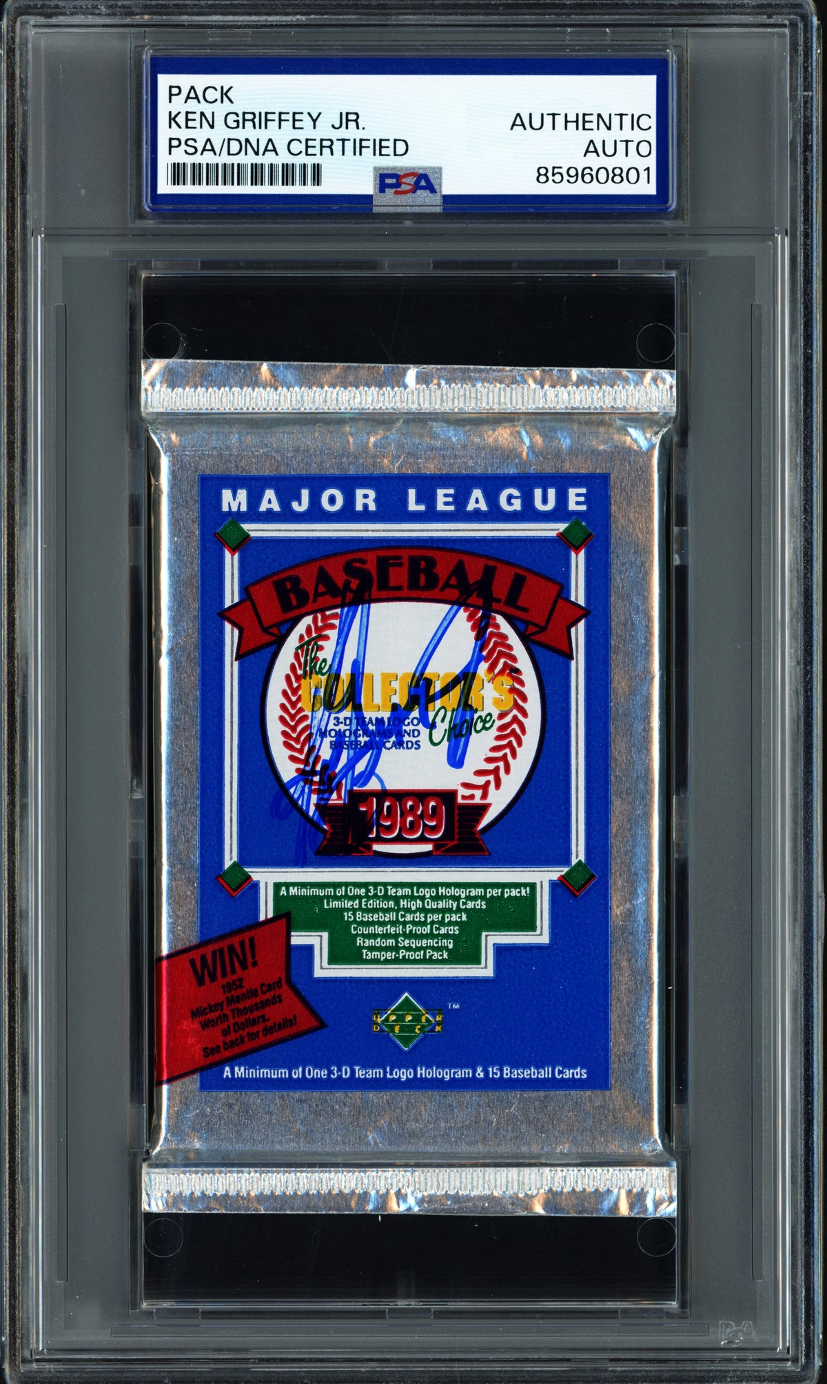 Ken Griffey Jr. Autographed 1989 Upper Deck Low Rookie Card Pack Seattle Mariners (Light) PSA/DNA Stock #268112