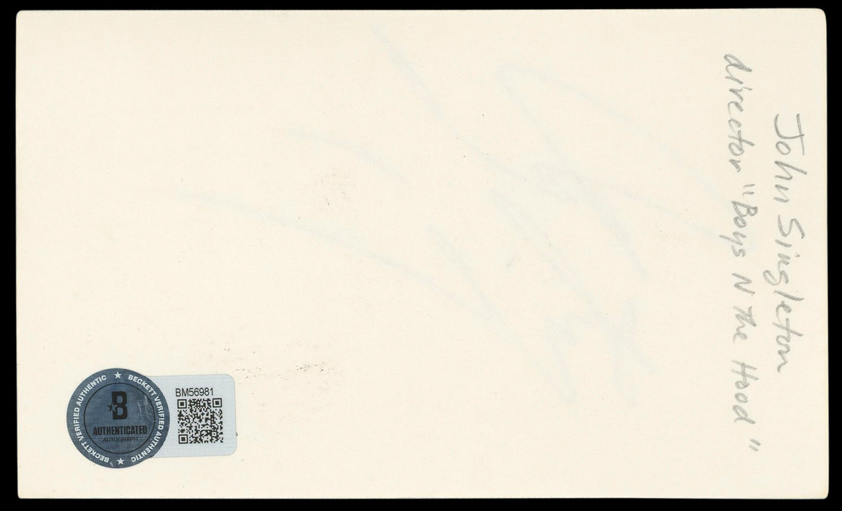 John Singleton Boyz N The Hood Authentic Signed 3x5 Index Card BAS #BM56981