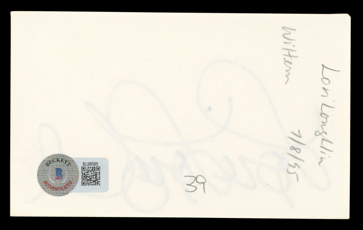Lori Loughlin Full House Authentic Signed 3x5 Index Card BAS #BL98565