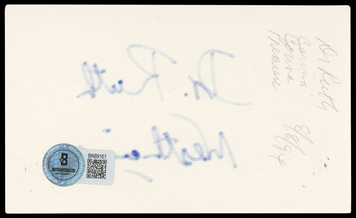 Ruth Westheimer TV Personality Signed 3x5 Index Card Autographed BAS #BN89161
