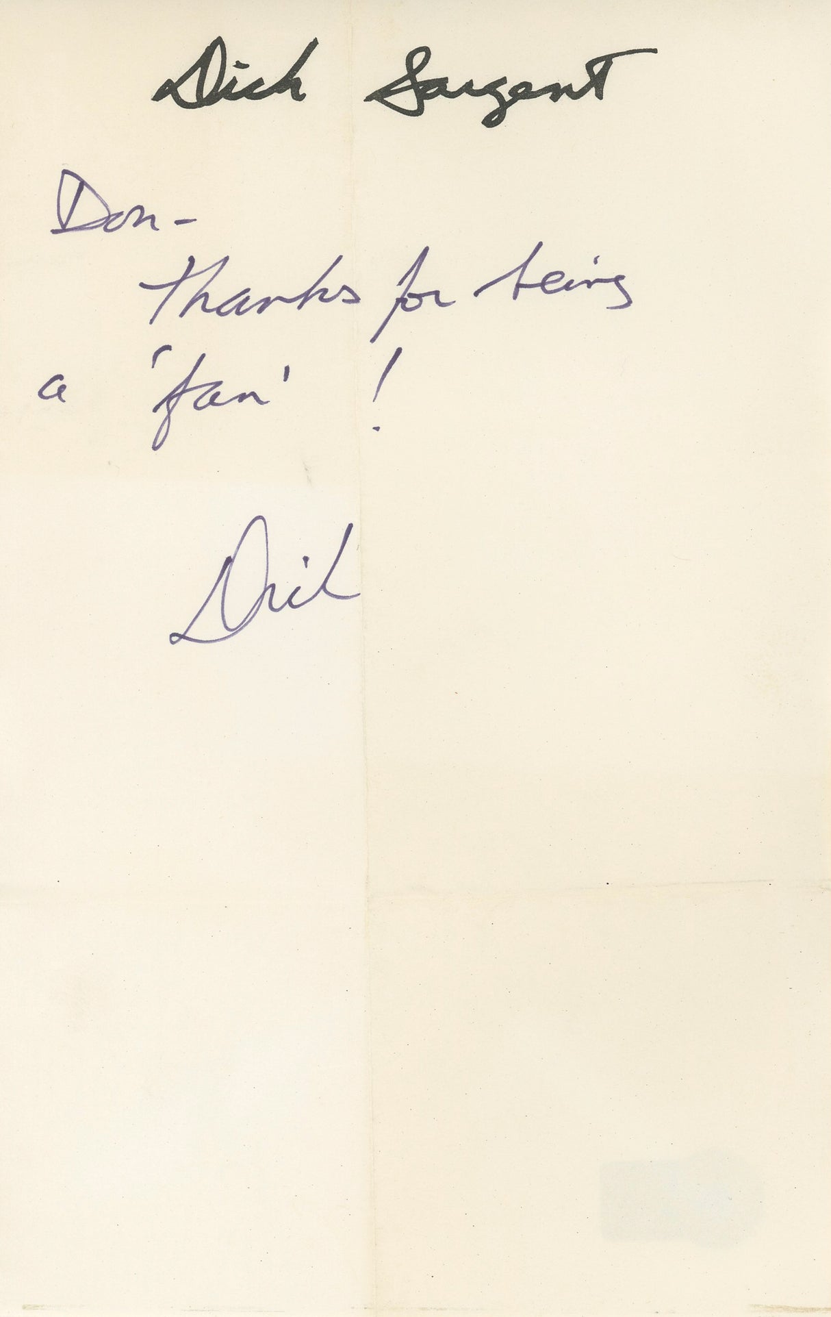 Dick Sargent Bewitched Authentic Signed 5.5x8.5 Handwritten Letter BAS #BK43272