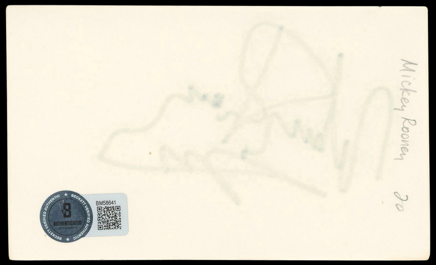Mickey Rooney Breakfast At Tiffany's Signed 3x5 Index Card BAS #BM58641