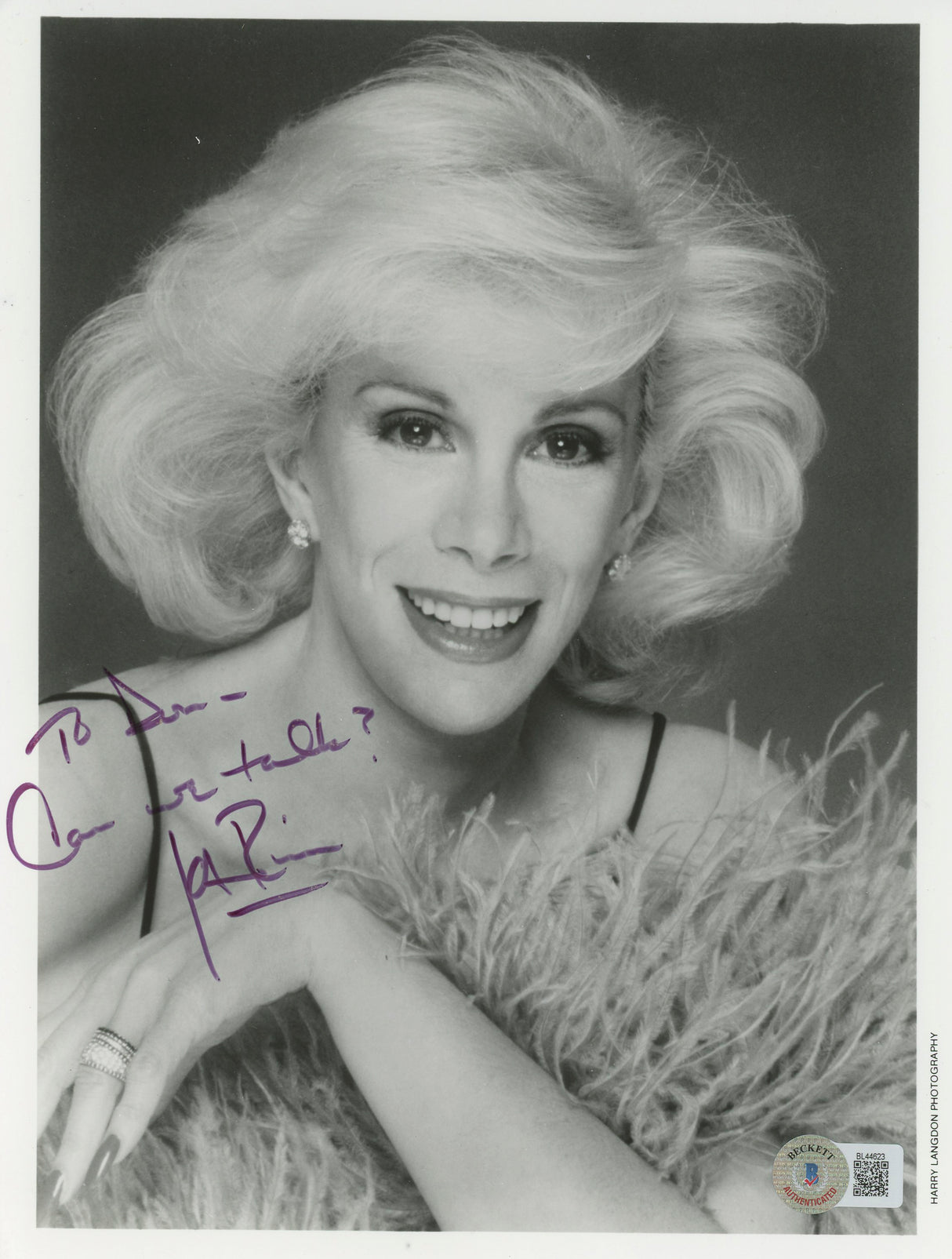 Joan Rivers Fashion Police "To Don Can We Talk?" Signed 8x10 Photo BAS #BL44623